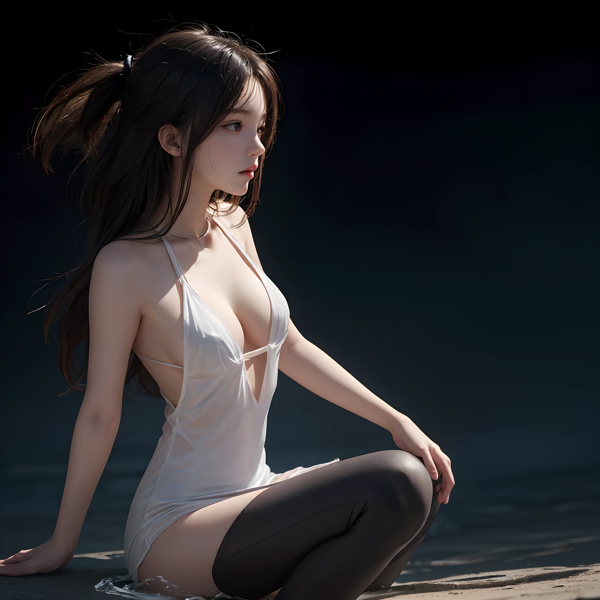 ((NSFWSTILLSHOW))、no extra arm:2、no extra hand:2、no extra leg:2、((solo 1girl))、{full length|Full height|all-fours|Half squatting|Flying|Jumpping|Ass focus、looking ahead}、{Wide Shot:1.5|Drone view|OverHeadShot|From below:1.5}、(wetted Porcelain skin、Wetted White skinny bodysuit)、Very thin and soft fabric、wetted face、{wetted hair|Floating hair|Shiny hair|Black hair|Blonde hair|Silver hair|Short Bob|Half Up|Curly hair}、Detailed Clear Nipples、detailed crotch、(The shape of the pubic area is Clearly Visible:1.2)、ass visible through thighs:1.3、Nipple shadow、(masterpiece, Best quality)、(((Photorealsitic:1.37)))、(BokeH)、smooth shading、({childish|Gigantic cleavage:1.37})、((((detailed beautiful face))))、Darkbackground、neons、zydG、high collar、elbow_gloves、Floating in the SPACE、Blue Earth、{dreamlike|creative refinement}、
