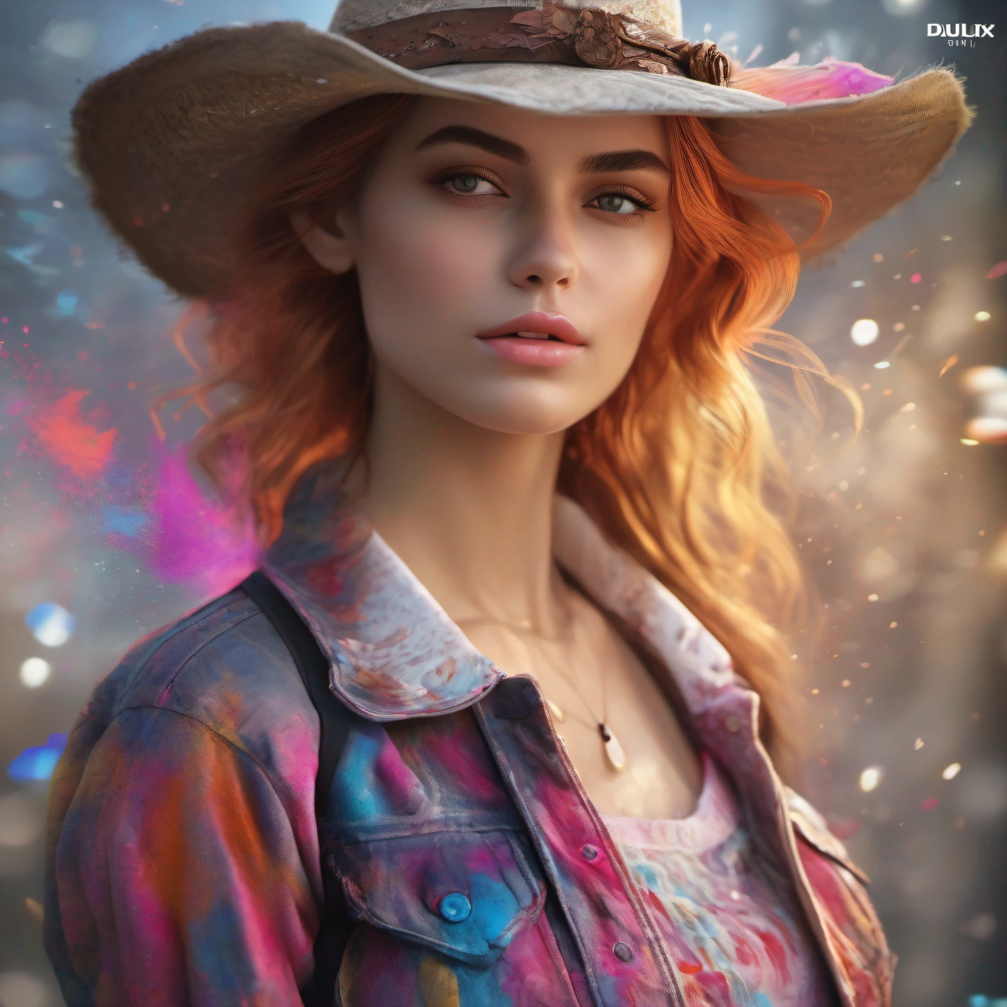 8k, RAW photo, realistic, photo-realistic, hyper-realistic, highest quality, best quality, masterpiece, highly detailed, absurdres,
masterpiece, best quality, (extremely detailed CG unity 8k wallpaper, masterpiece, best quality, ultra-detailed, best shadow), (detailed background), (beautiful detailed face, beautiful detailed eyes), High contrast, (best illumination), 1girl, Australian, multicoloured hair, beautiful, ((colourful paint splashes on transparent background, dulux)), ((caustic)), dynamic angle,beautiful detailed glow,full body, cowboy shot,