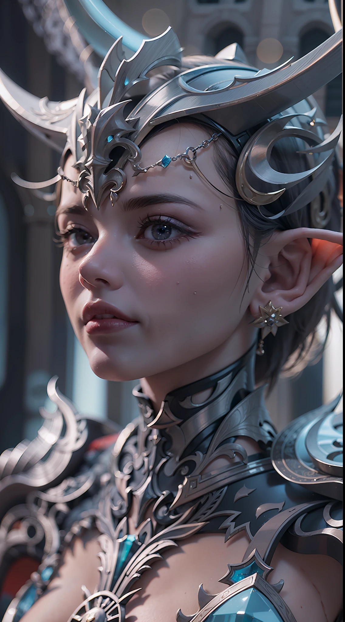 Close-up de uma garota com uma espada, personagem de fantasia ultra-detalhado, intrincado lindo estilo CGI anime, female demon suitable for white horns, fantasia de detalhe 4K, Iconic character of high detail, handsome biomechanical elf, personagem de fantasia complexa, High detail and very sharp and intricate art. octan render, 3D rendering 8K character art, mostrar o corpo todo