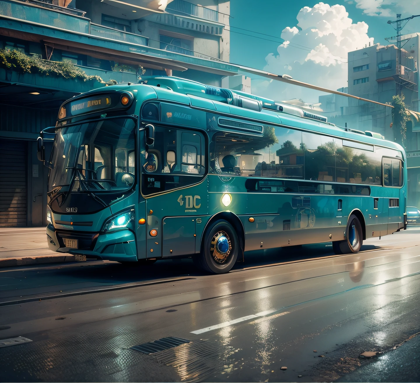 futuristic bus, brancos de fundo, Corpo Steampunk, detalhes intrincados, Magnificent, cinemactic, high resolution, 4k,