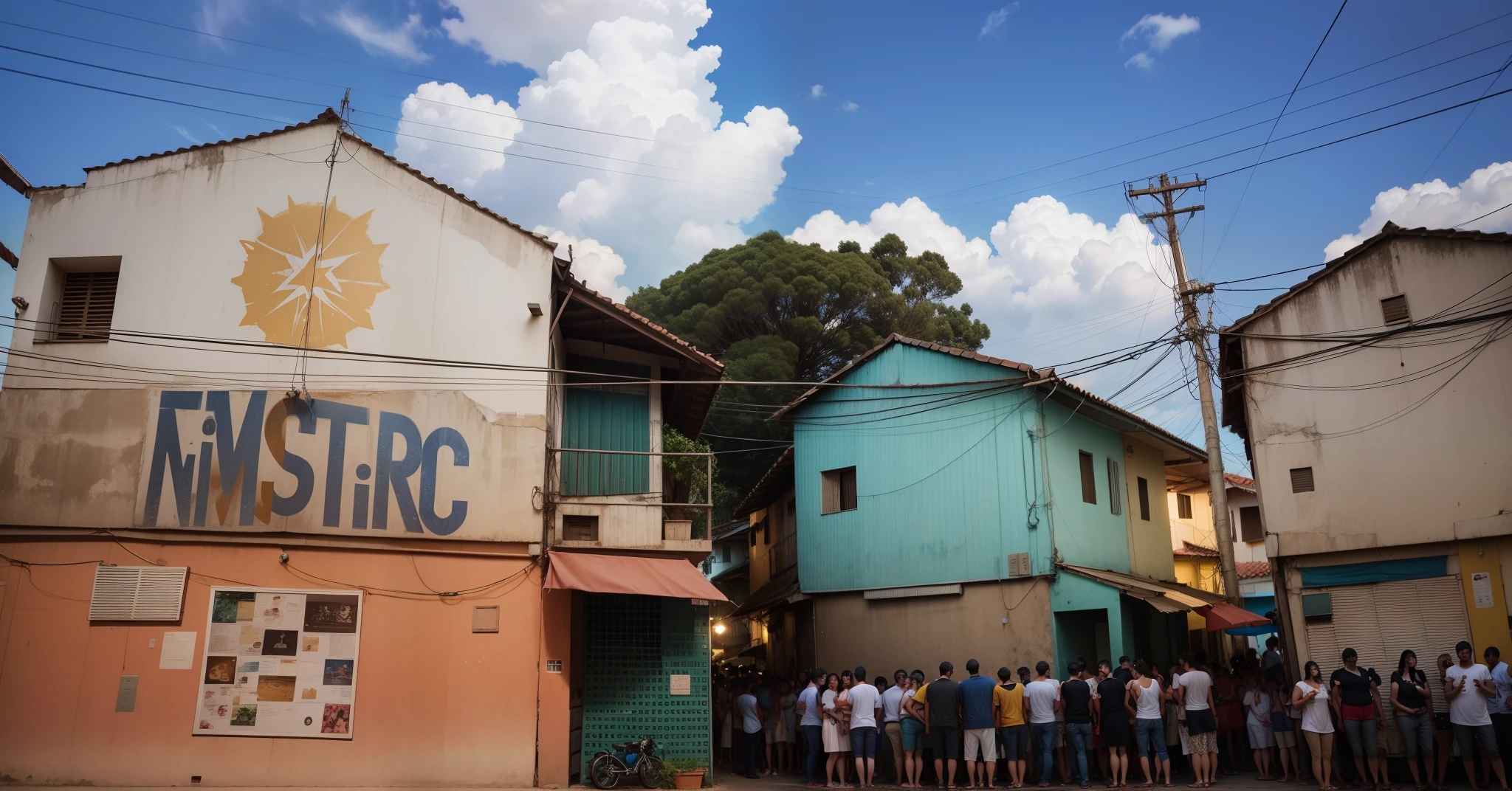 noite estrelada, pessoas se divertindo na comunidade