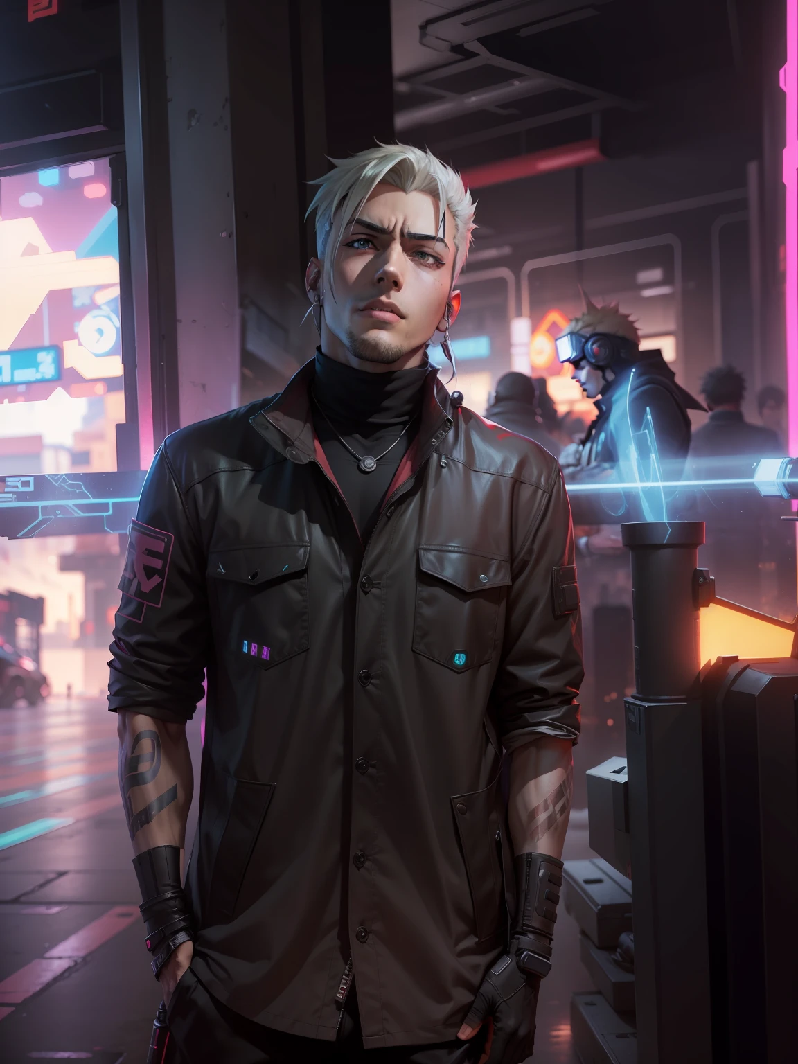 Best quality, cyberpunk style handsome. Anime naruto style