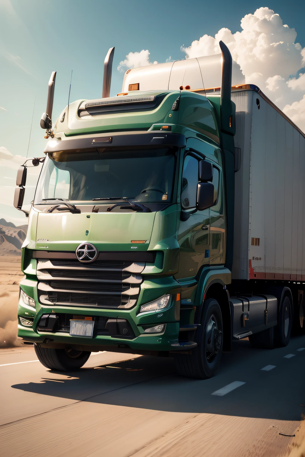 Trailer truck, lateralmente, brancos de fundo, detalhes intrincados, Magnificent, cinemactic, high resolution,