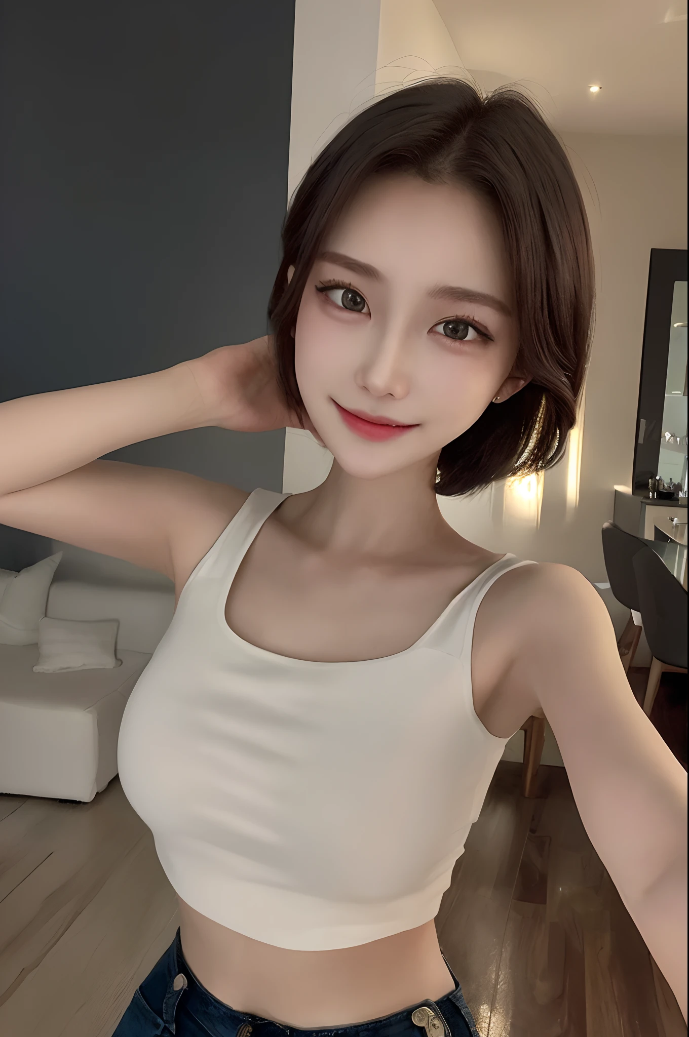 ((Top Quality, 8K, Masterpiece: 1.3)), 1 Girl, Slim Abs Beauty: 1.3, (Hairstyle Casual, Big: 1.2), Dress: 1.1, Super Slender Face, Delicate Eyes, Double Eyelids, Smile,