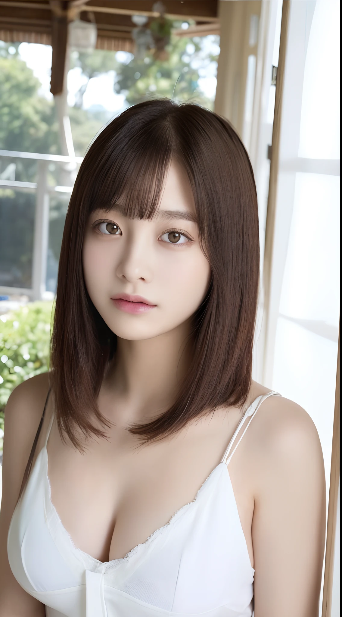 ((top-quality、8K、​masterpiece:1.3))、Photorealsitic、Detail Women:1.3、(Colossal tits:1.3)、White Micro Bikini、ultra -detail、the detail、eyelid
