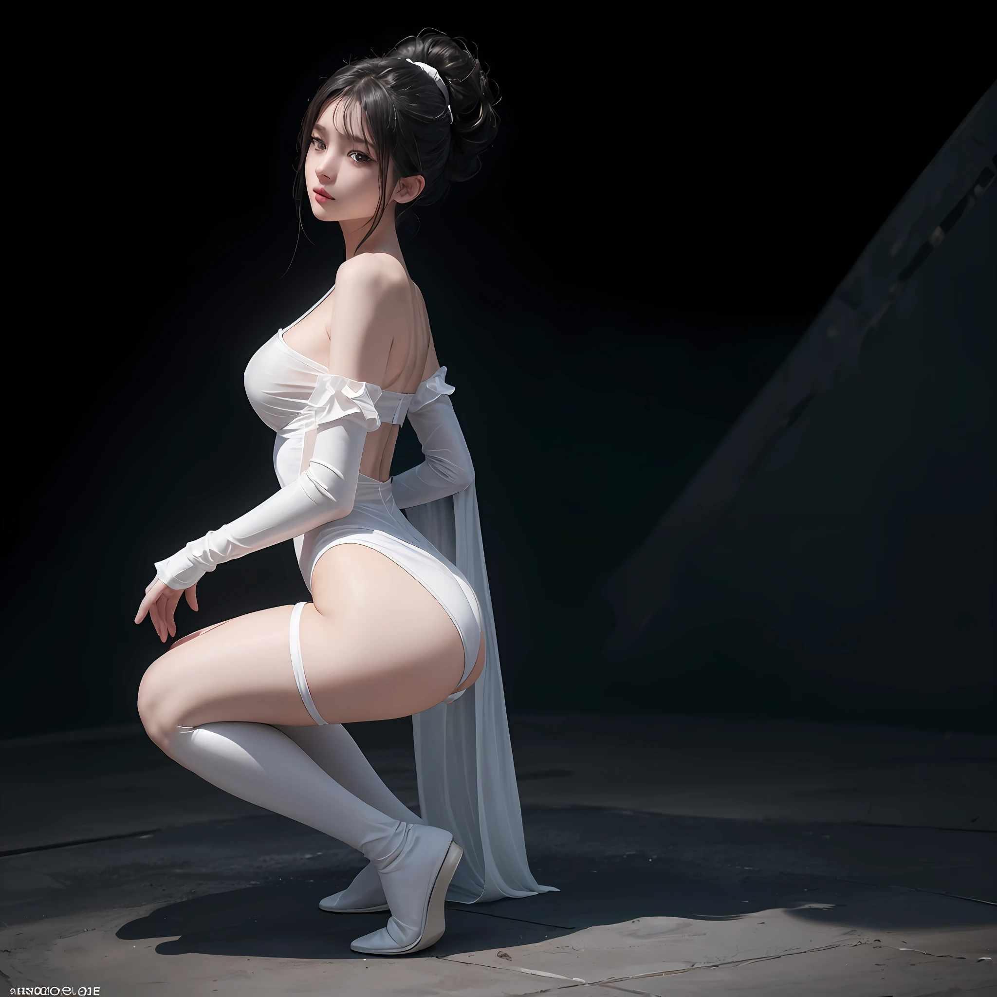 ((NSFWSTILLSHOW))、no extra arm:2、no extra hand:2、no extra leg:2、((solo 1girl))、{full length|Full height|all-fours|Half squatting|Flying|Jumpping|Ass focus、looking ahead}、{Wide Shot:1.5|Drone view|OverHeadShot|From below:1.5}、(wetted Porcelain skin、Wetted White skinny bodysuit)、Very thin and soft fabric、wetted face、{wetted hair|Floating hair|Shiny hair|Black hair|Blonde hair|Silver hair|Short Bob|Half Up|Curly hair}、Detailed Clear Nipples、detailed crotch、(The shape of the pubic area is Clearly Visible:1.2)、ass visible through thighs:1.3、Nipple shadow、(masterpiece, Best quality)、(Photorealsitic:1.37)、(BokeH)、smooth shading、({childish|Gigantic、cleavage})、((((detailed beautiful face))))、Darkbackground、neons、zydG、high collar、elbow_gloves、Google Earth、spaceships、Blue Earth、{fururistic|dreamlike|creative refinement|vivid illumination}、