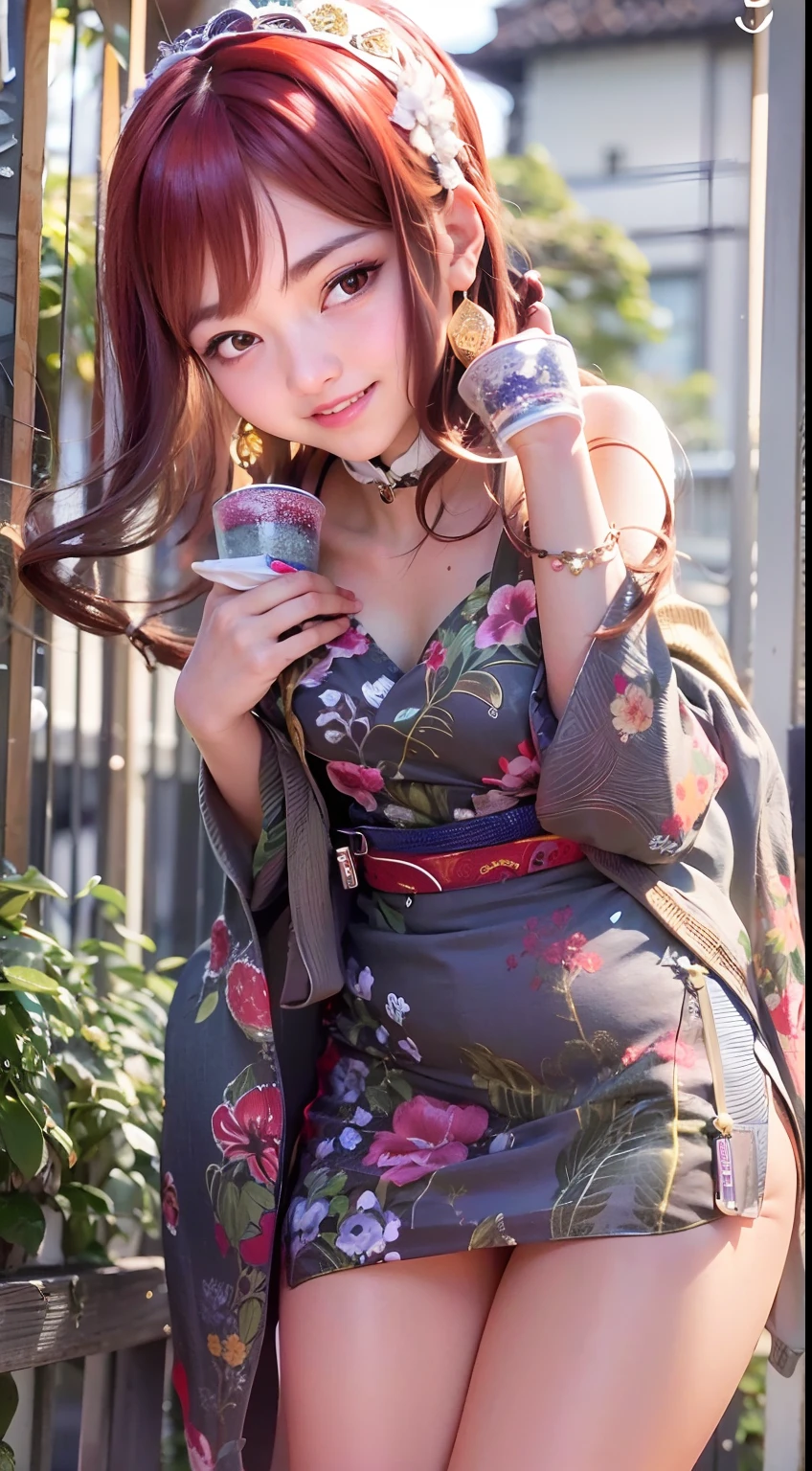 {{{masterpiece}}}, {{{best quality}}}, {{ultra-detailed}}, {illustration}, {{an extremely delicate and beautiful}},
(Best quality, 8k, 32k, Masterpiece, UHD:1.2),Photo of Pretty Japanese woman, top quality, , best quality, realistic, unity, 8k wallpaper, official art, extremely detailed wallpaper,1girl,((boyish)),, beautiful teeth,solo,black skin,very absurdly long hair,(Updo Braid hair:1.5),(red hair:1.5),misaligned ,(sweaty skin:1.2),glasses,earrings,Jacket,(blunt bangs:1.2),looking at viewer, (smile:1.5),(high detailed skin),realistic body,((stoop)),( small breasts:1.2),(nipples:1.3), cute girl, famous japanese idol,(downblouse),loose t-shirt,loose skart,(low view),(wide view),(China dress:1.5),(skirt lift by myself:1.3),(panties shot:1.2),(show off panties:1.5),
(leaning forward:1.5),,