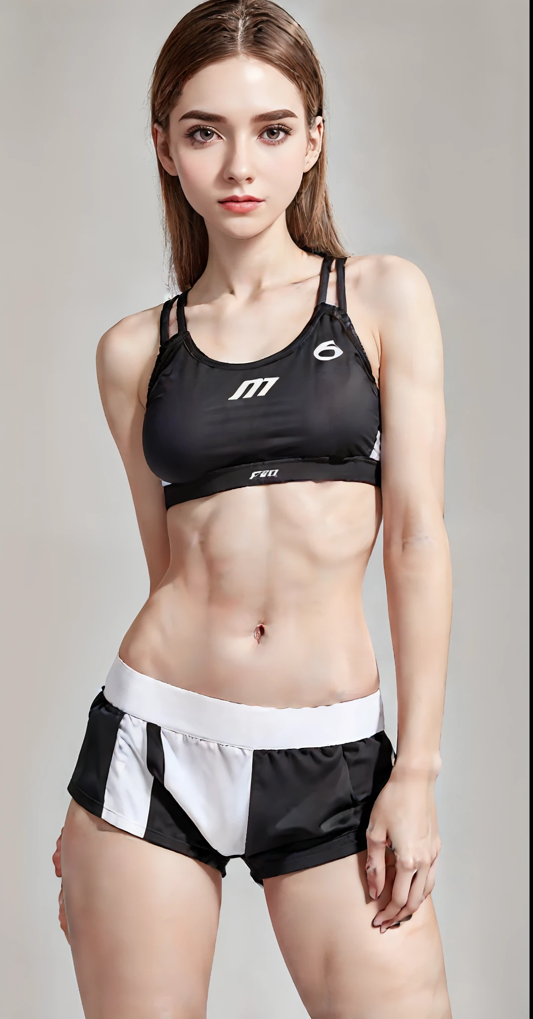 A closeup of a gorgeous woman in a sports bra top and shorts, Esporte bom, detailed sports bra, sports bra, sport bra and shirt, sport bra and shorts, brassier, sport bra and dark blue shorts, Titular Top, Fulgurar, roupas esportivas fofas, roupas esportivas, roupas esportivas, workout, Topo de colheita, corpo tonificado, usando equipamento de fitness, Encaixe figura delicada