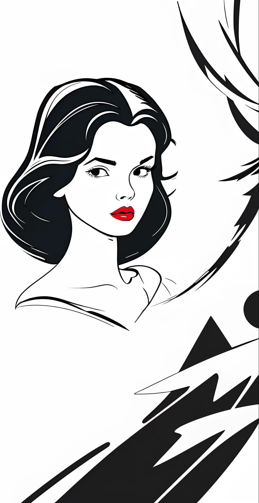 a snow storm in a forest, vector style drawing, black and white vector art, detailed face with red lips, cartoonish vector style, pop art cartoon style, vector line - art style, in style of digital illustration, comic drawing style, drawn in a noir style, vector art style, cartoon style illustration, vectorial art, digital art of an elegant