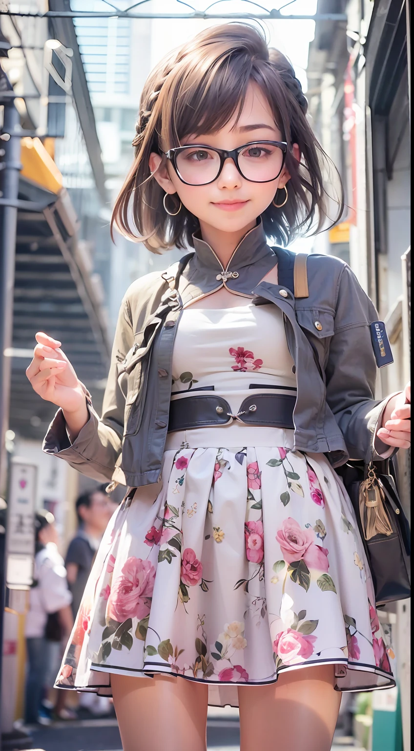 {{{masterpiece}}}, {{{best quality}}}, {{ultra-detailed}}, {illustration}, {{an extremely delicate and beautiful}},
(Best quality, 8k, 32k, Masterpiece, UHD:1.2),Photo of Pretty Japanese woman, top quality, , best quality, realistic, unity, 8k wallpaper, official art, extremely detailed  wallpaper,1girl,((boyish)),13yo, beautiful teeth,solo,gal,dark skin,very absurdly long hair,(Updo Braid hair:1.5),(white hair:1.5),misaligned ,(sweaty skin:1.2),glasses,earrings,Jacket,(blunt bangs:1.2),looking at viewer, (smile:1.5),(high detailed skin),realistic body,((stoop)),( small breasts),(nipples:1.1), cute girl, famous japanese idol,(downblouse),loose t-shirt,loose skart,(low view),(wide view),(China dress:1.2),(skirt lift by myself:1.4),(panties shot:1.2),(show off panties:1.5)
leaning forward,,