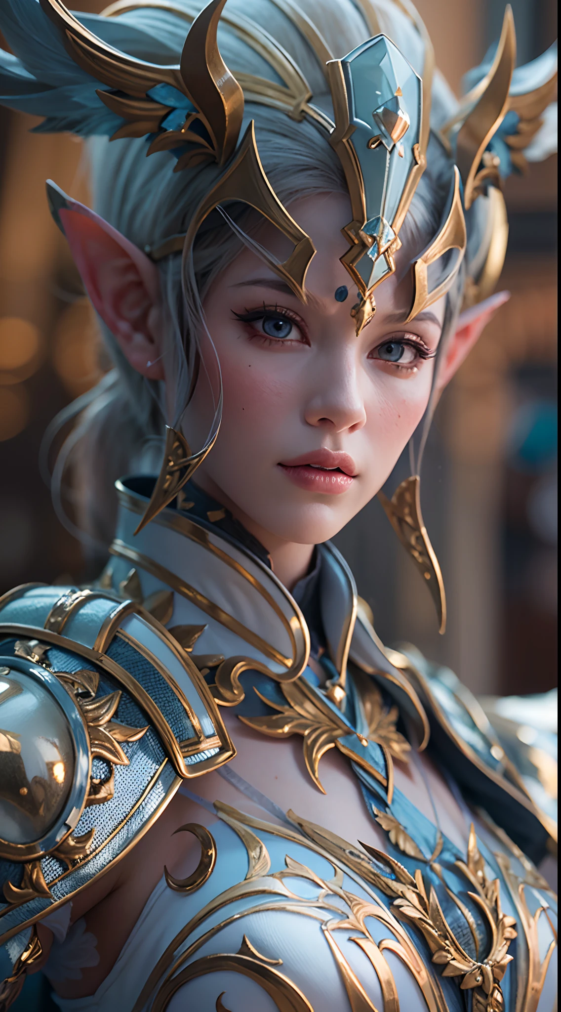 Close-up de uma garota com uma espada, personagem de fantasia ultra-detalhado, intrincado lindo estilo CGI anime, female demon suitable for white horns, fantasia de detalhe 4K, Iconic character of high detail, handsome biomechanical elf, personagem de fantasia complexa, High detail and very sharp and intricate art. octan render, 3D rendering 8K character art, deserto