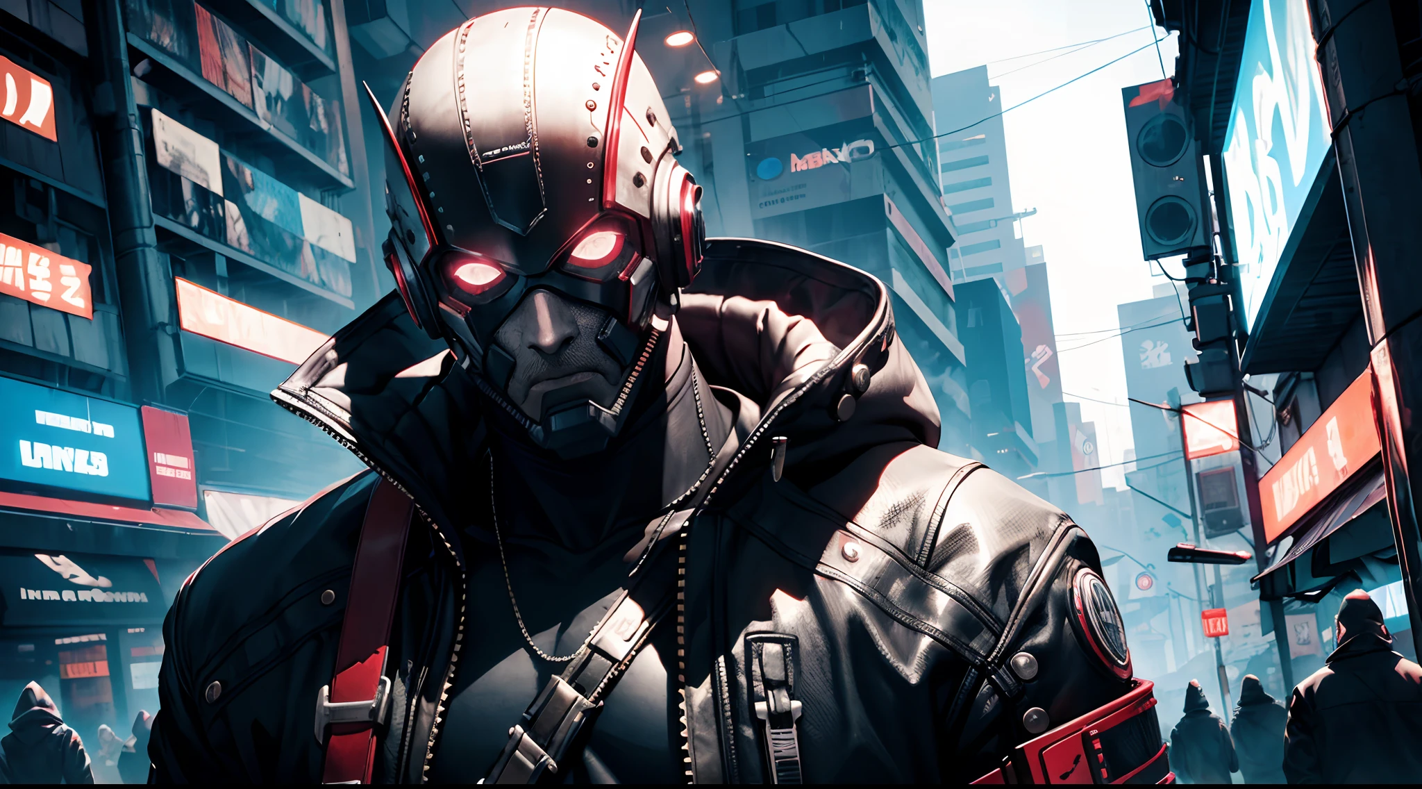 Homem macabro, Cyberpunk, creepy-looking, fundo detalhado