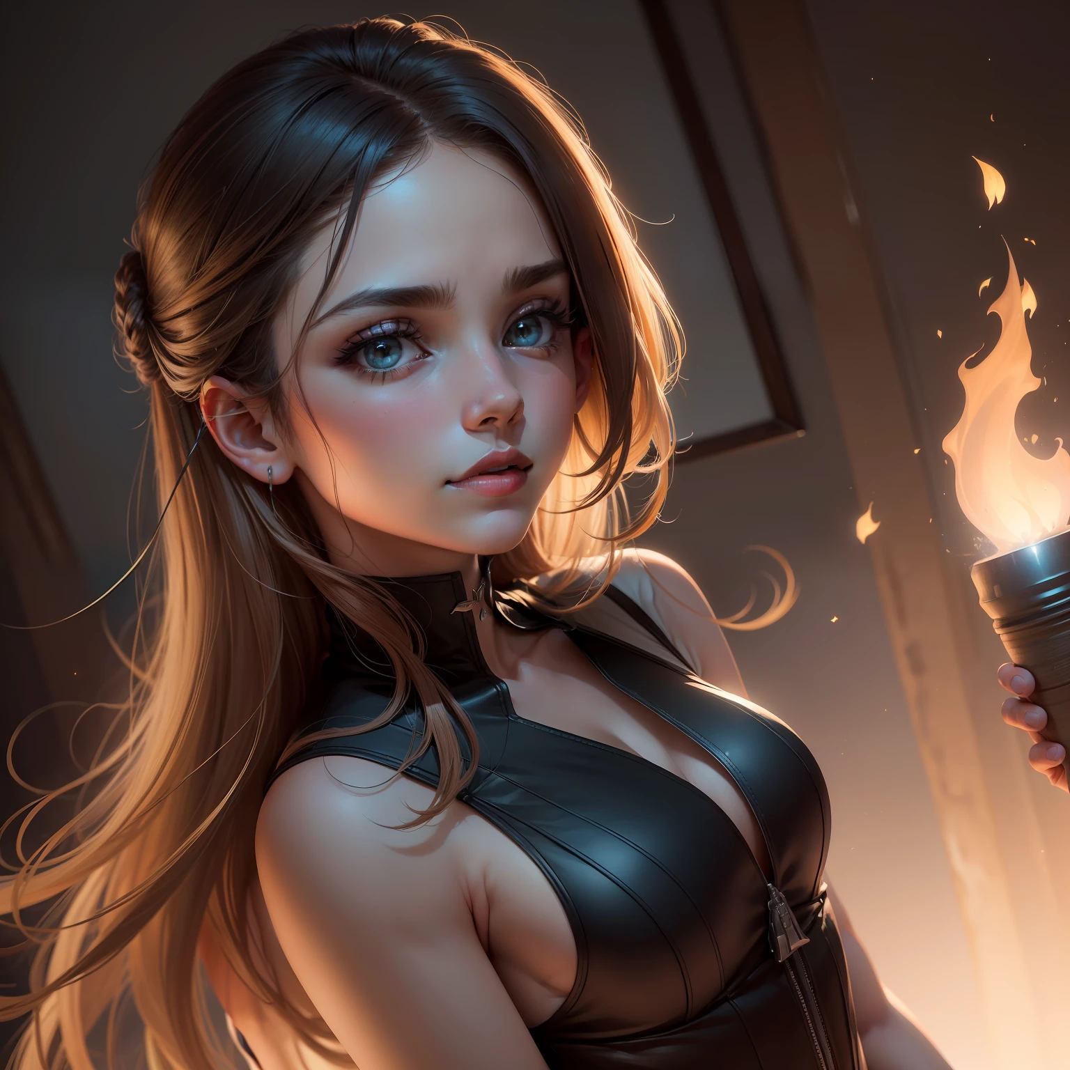 ((obra-prima, melhor qualidade)), illustration, ultra detalhado 8k, fotorrealista, foco nítido, altamente detalhado, profesional lighting, detalhes coloridos, , brilhante, detalhes intrincados, personagem de cabo preto com poder da luz