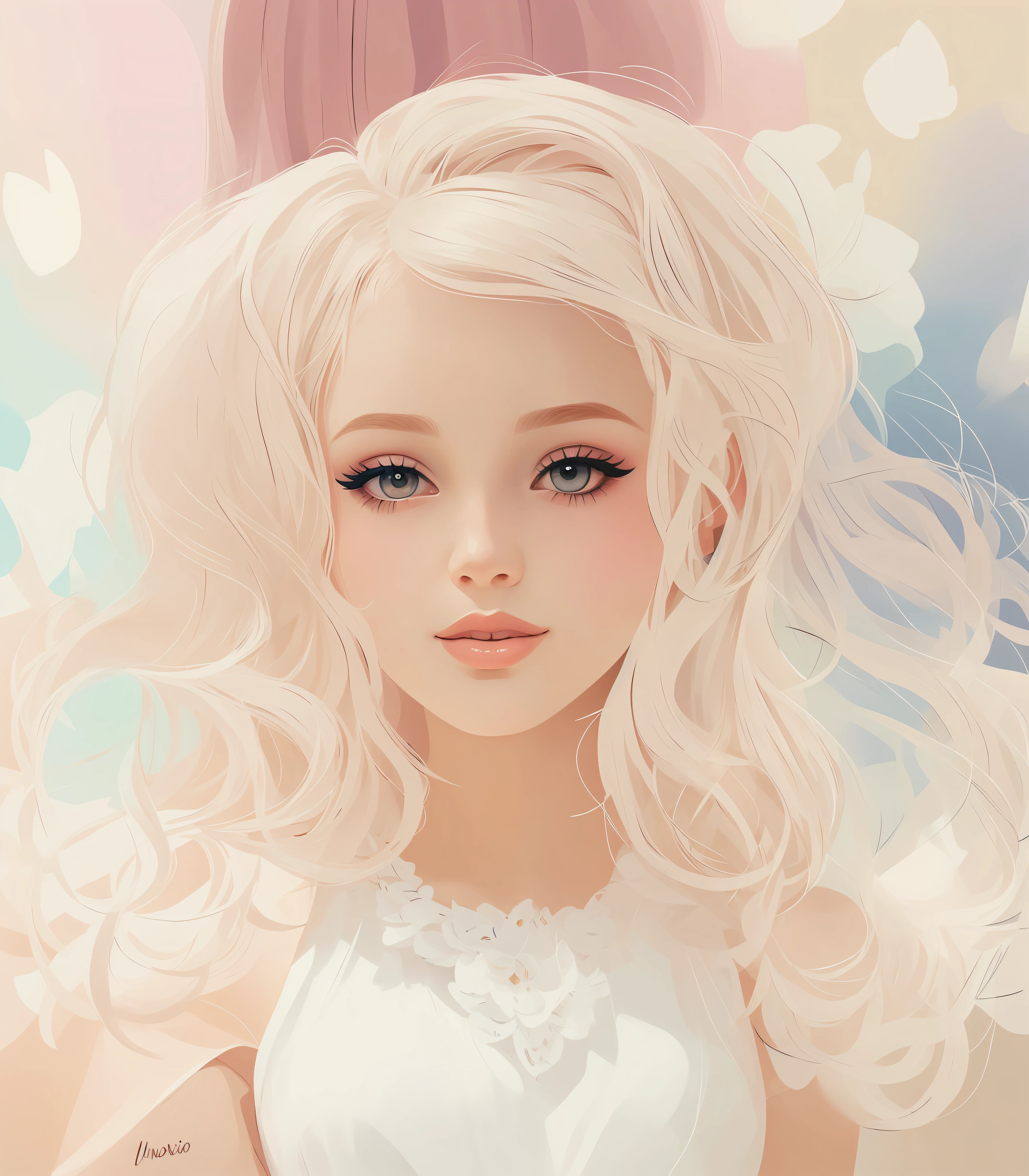 Menina de cabelos loiros com cabelo longo e um vestido branco, lindo pintura digital, painting digital adorable, stunning digital illustration, Beautiful digital illustration, pintura digital bonita, bela arte digital, lindo arte digital, linda arte digital linda, arte digital detalhada bonito, bela arte digital, pintura realista da menina bonito, arte digital muito bonita, arte digital bonito, Arte no estilo de Guweiz