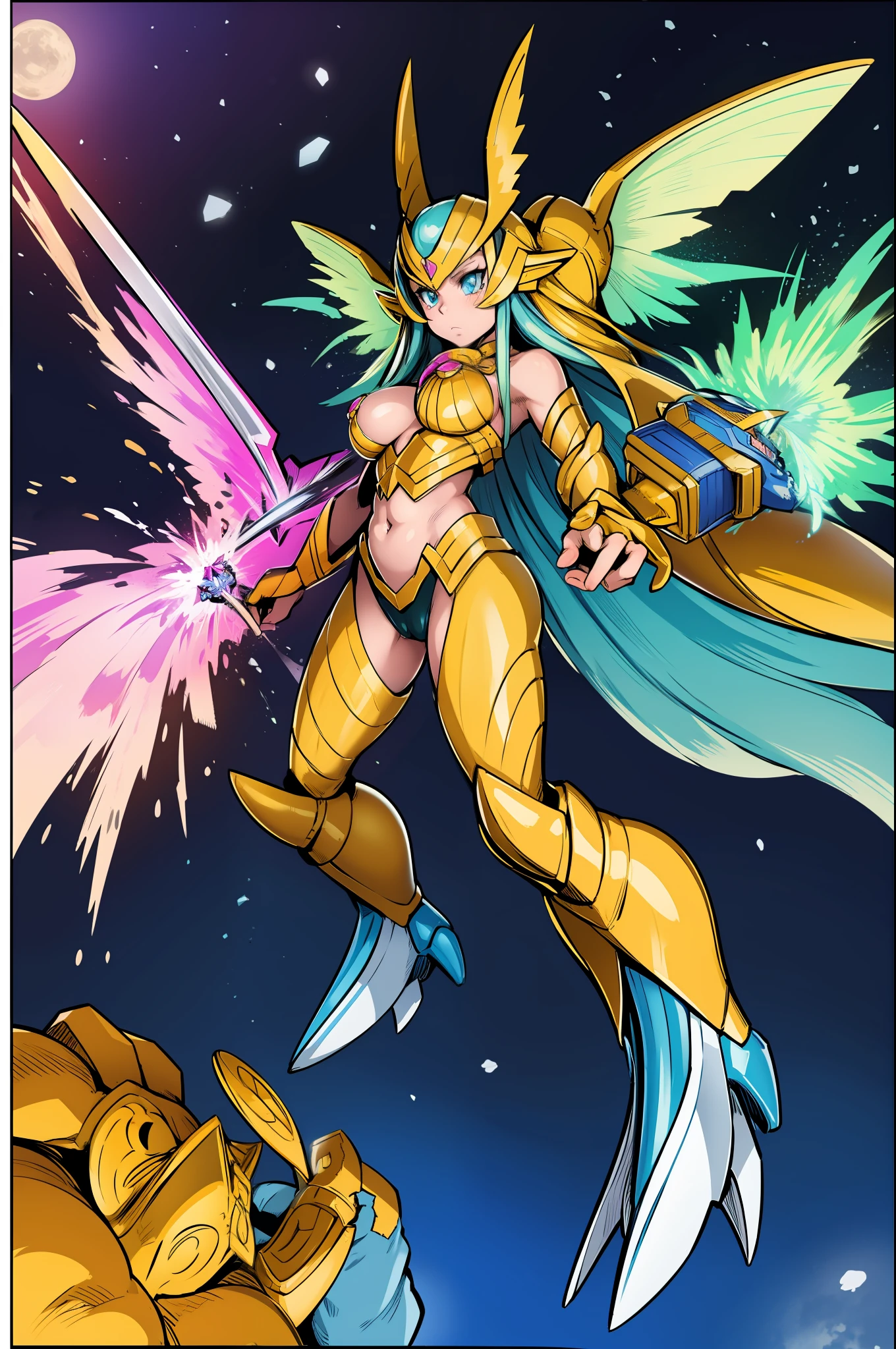 barbarian, digimon, insect angel full armor, guyver, sentai, big breast, big vagina, robot girl