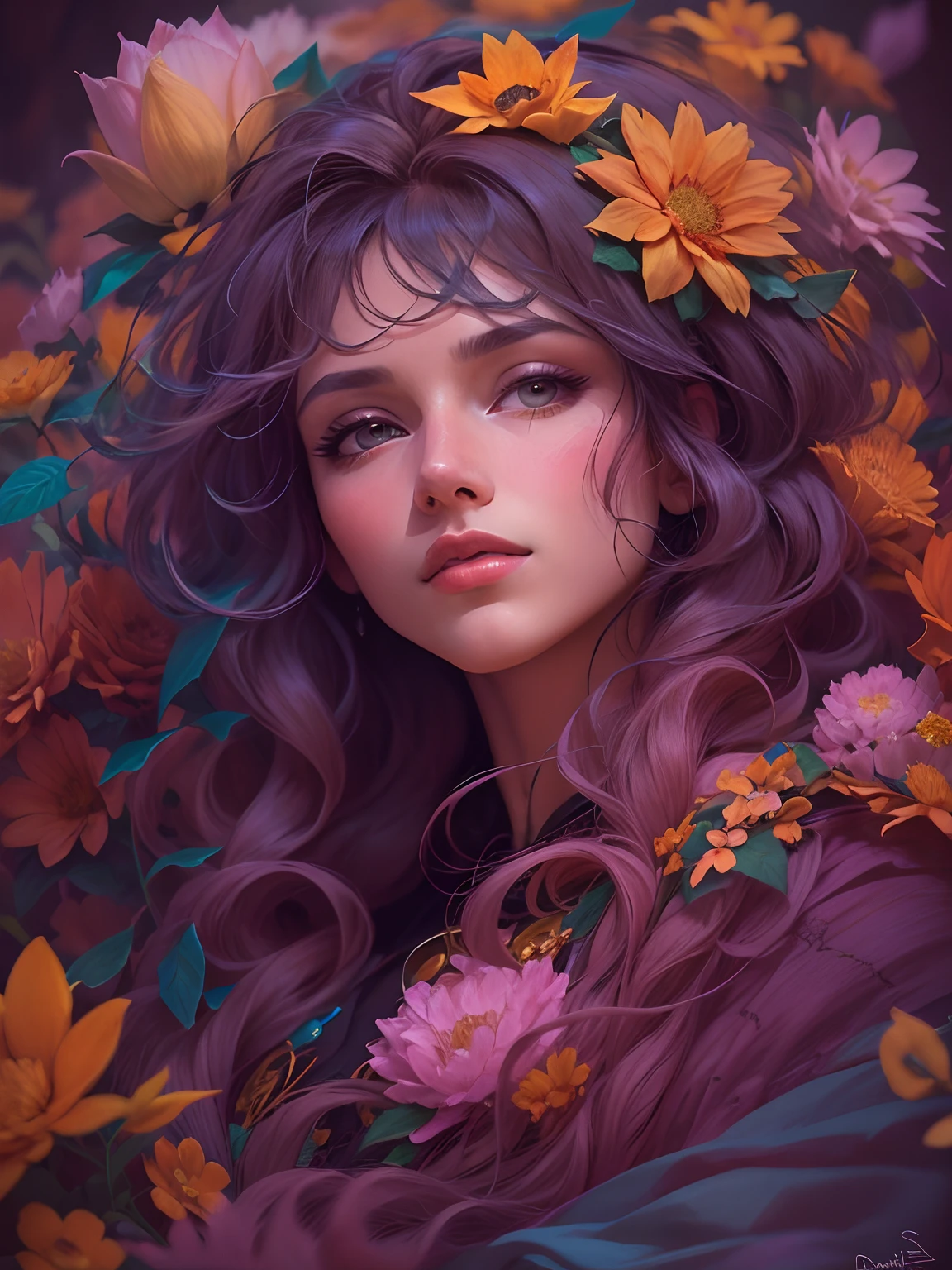 Estilo Brian Froud, Art Acid Neon Line, claroscuro, comiс style, retrato de enamorados, flores, dynamic, Altamente detallado, Craftsmanship, arte conceptual, Suave, enfoque, illustration, arte por arte Jean-Auguste-Dominique Ingres y Carl Larsson, fondo detallado del plano astral, colores dinamicos, warm tones, rayos de luz, 32K UHD