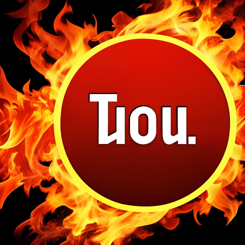 Crie uma imagem do logo do YouTube com chamas envolvendo-o. Make sure the play icon in the center is clearly visible, and that the flames look realistic and dynamic, emanating from the edges of the icon. Use tons quentes de vermelho, laranja e amarelo para representar o fogo. The final image should convey the feeling of intensity and energy of the flames.