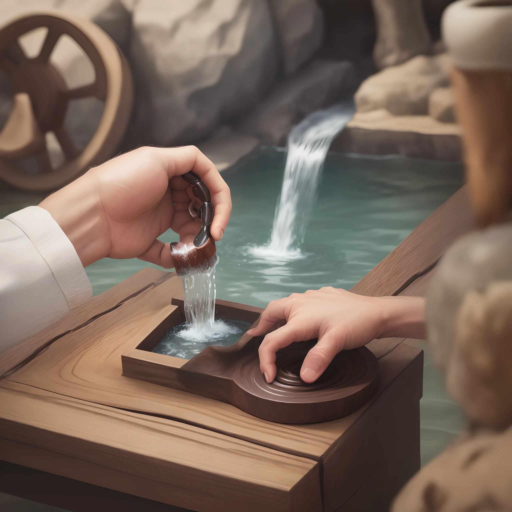 Hand turning into water