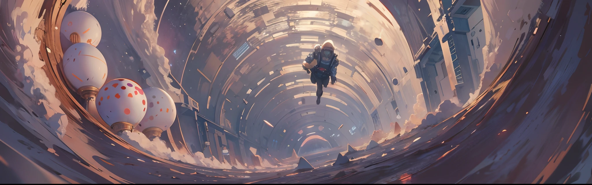 ridiculous resolution, high resolution, (masterpiece:1.4), super detailed, 1boy, seen from above, space, floating, --v 6