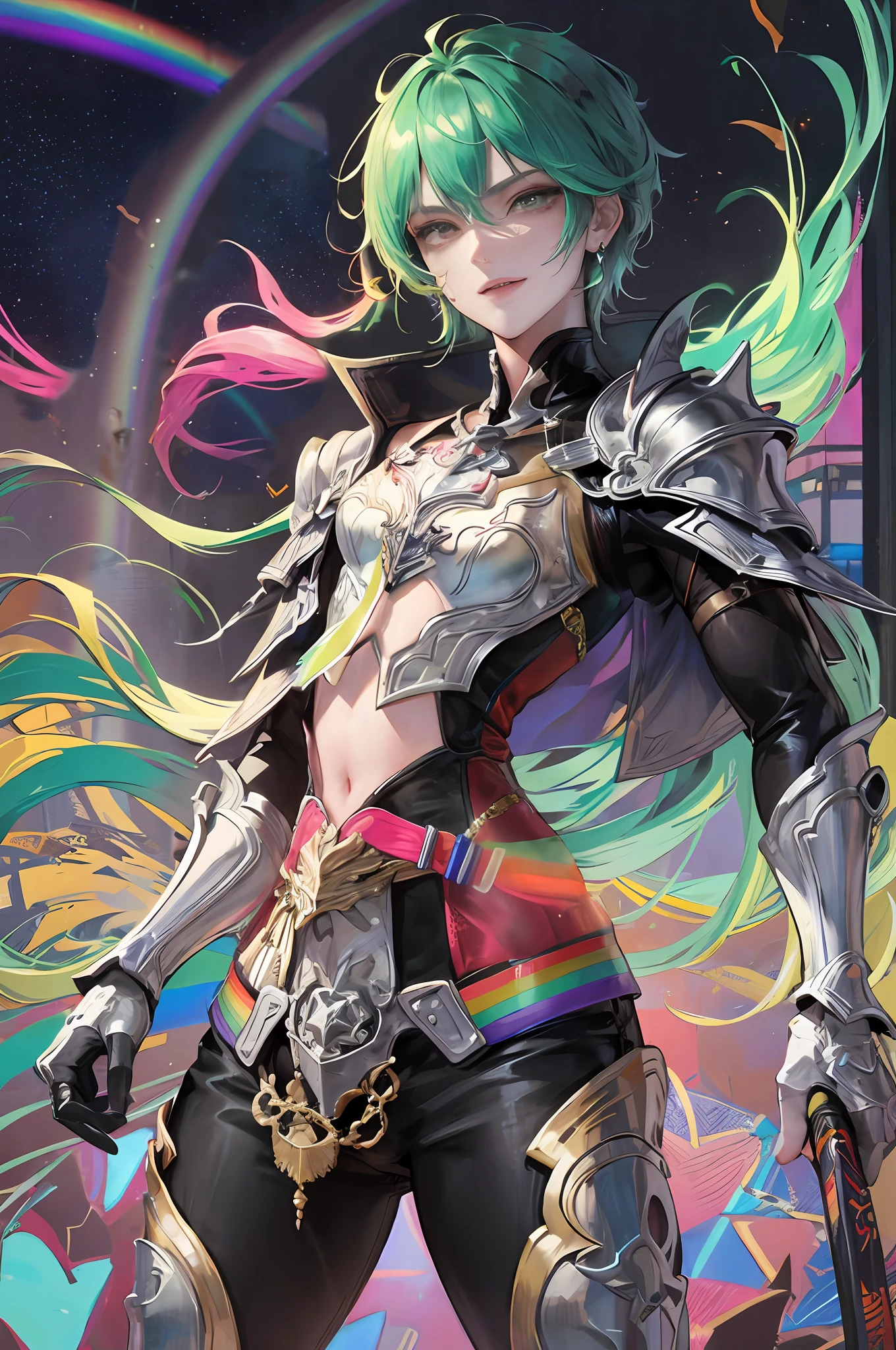 Rainbow-colored armor with fine decoration、