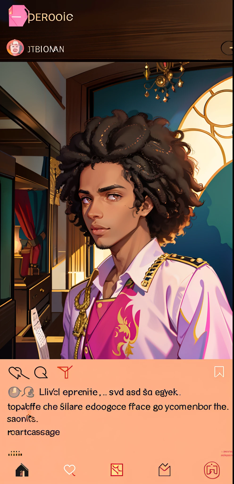Portrait of a young emperor, Napoleon clothes, Caesar, villain, brown eyes, dark hair, extremely big afro, afro hair, afro, 70's afro, 60's afro, emperor's robe, empire, black man, brown skin, brown skin complexion, dark skin complexion, darker brown skin, afro latino skin complexion, thick eyebrows, very thick eyebrows, pink lips, pinkish lips, brown skin, brownish skin, dark light brown eyes,