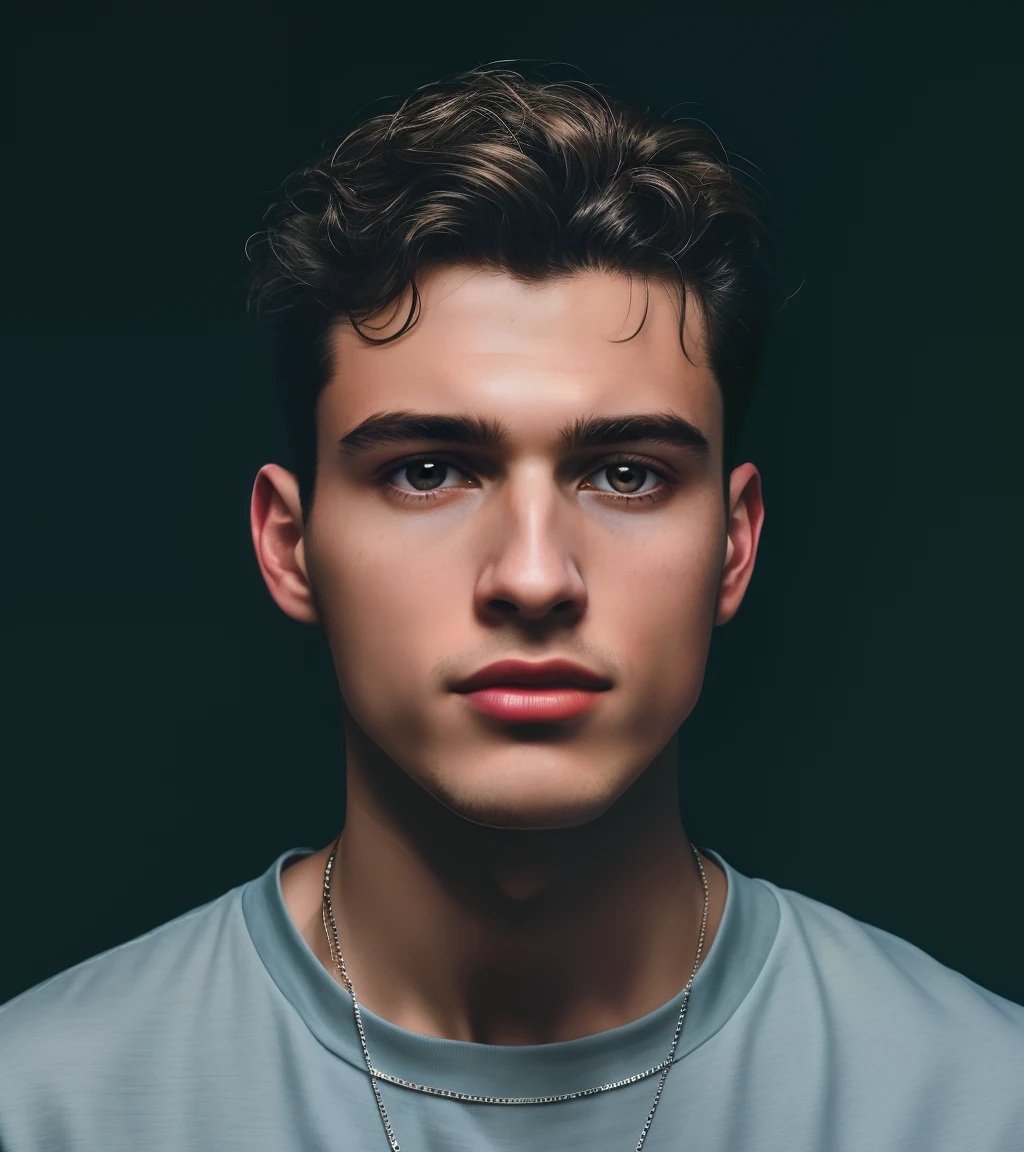 a close up of a man with a necklace on his neck, miles johnstone, portrait of a young italian male, headshot profile picture, halfbody headshot, high quality portrait, portrait of a rugged young man, nico delort, sharp looking portrait, liam brazier, tight face shot portrait, mid shot portrait, jamie reid, color portrait, portrait of young man