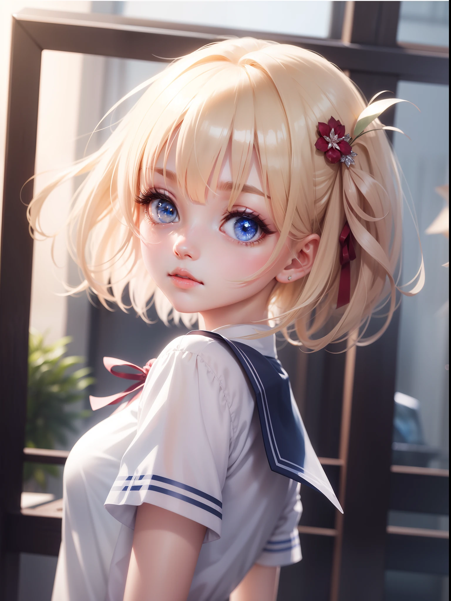 Beautiful shining eyes, like crystal clear glass