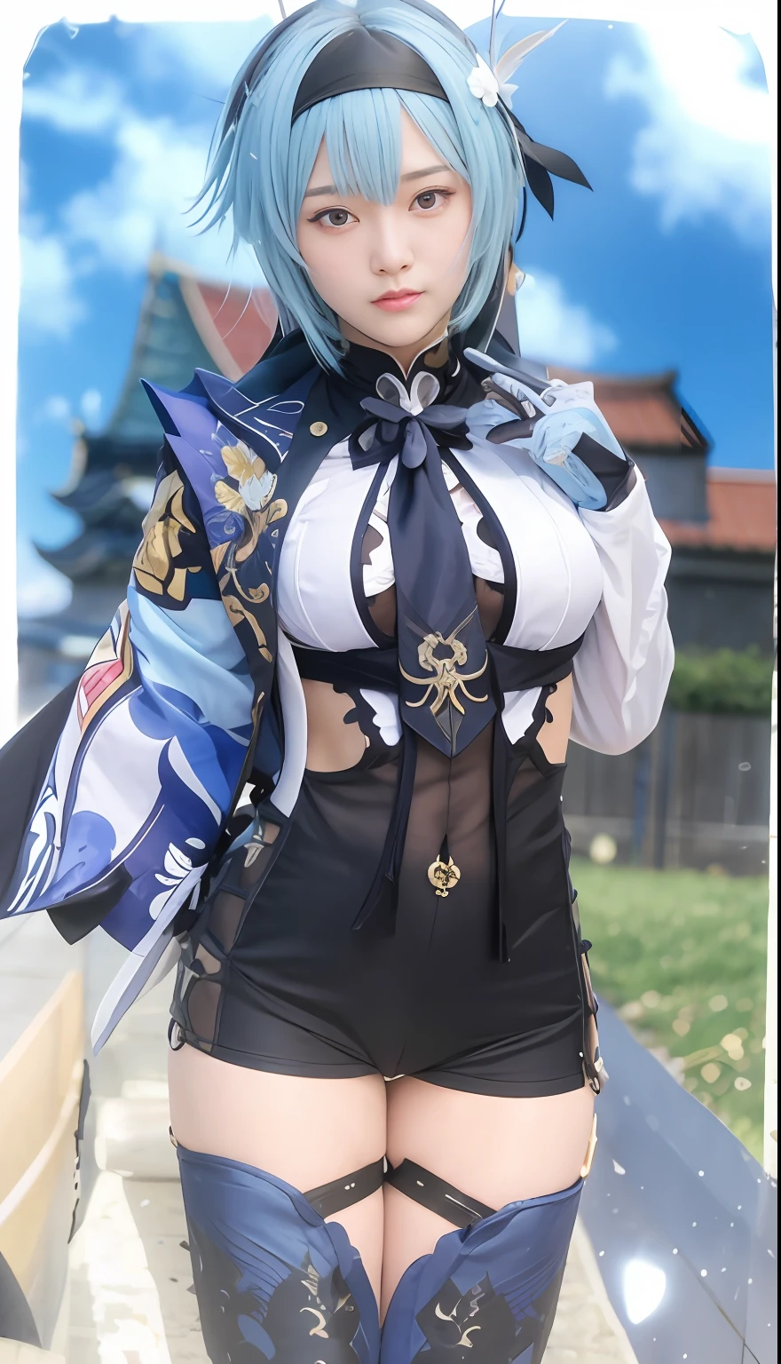 Genshin impact, realistic, high quality, eula, looking at viewer