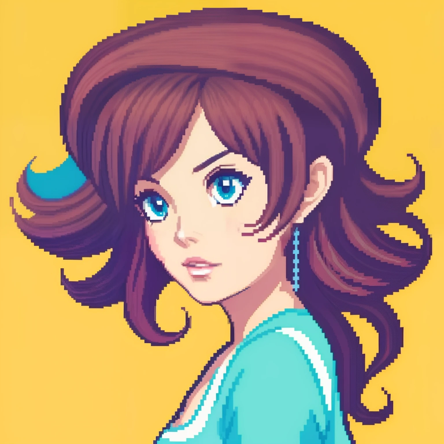 Garota de pele clara com cabelos longos e pretos usando um vestido roxo ,stilo em anime,2d arte