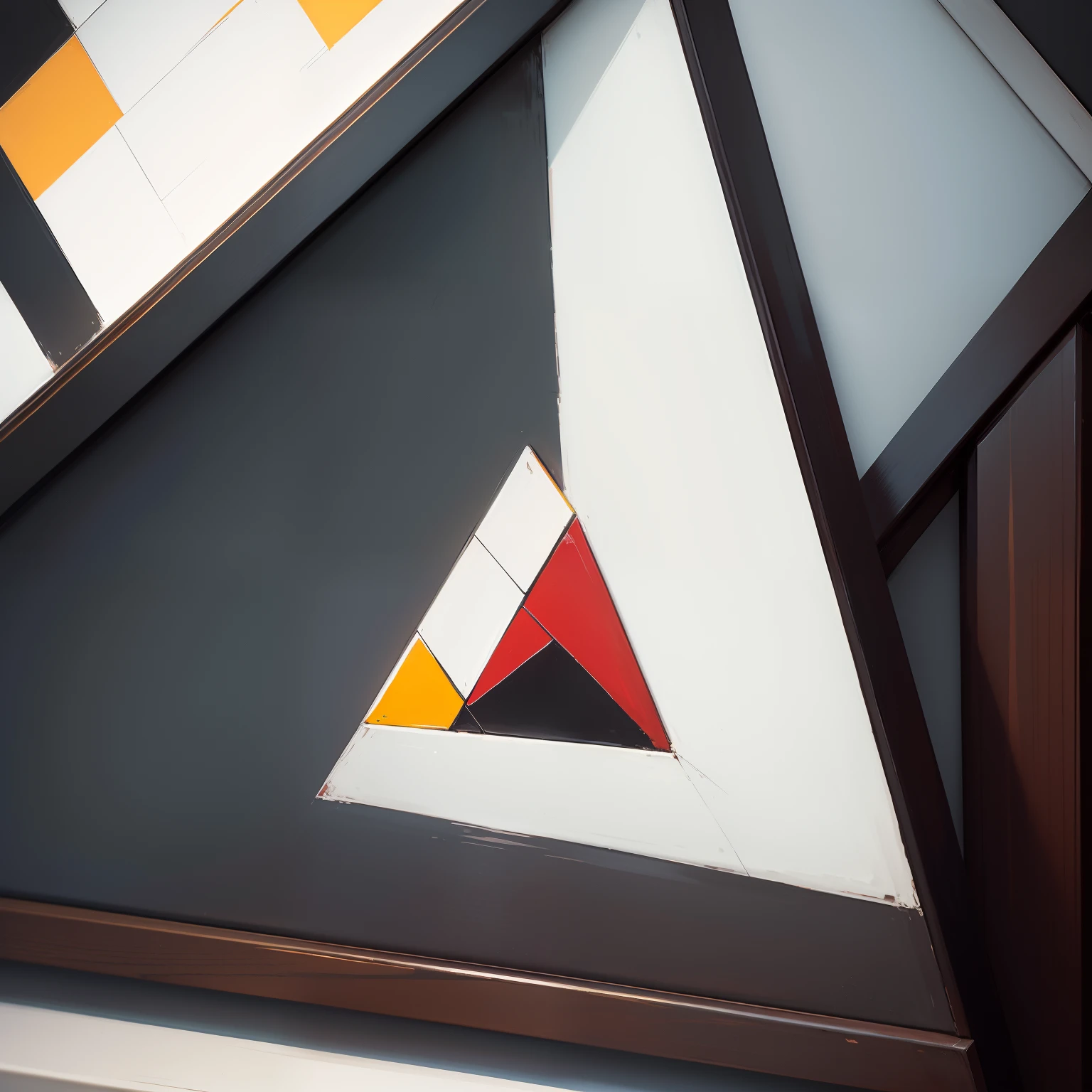 A triangle is placed in the very middle of the frame,Abstraction,OilPaintStyle,Mondrian