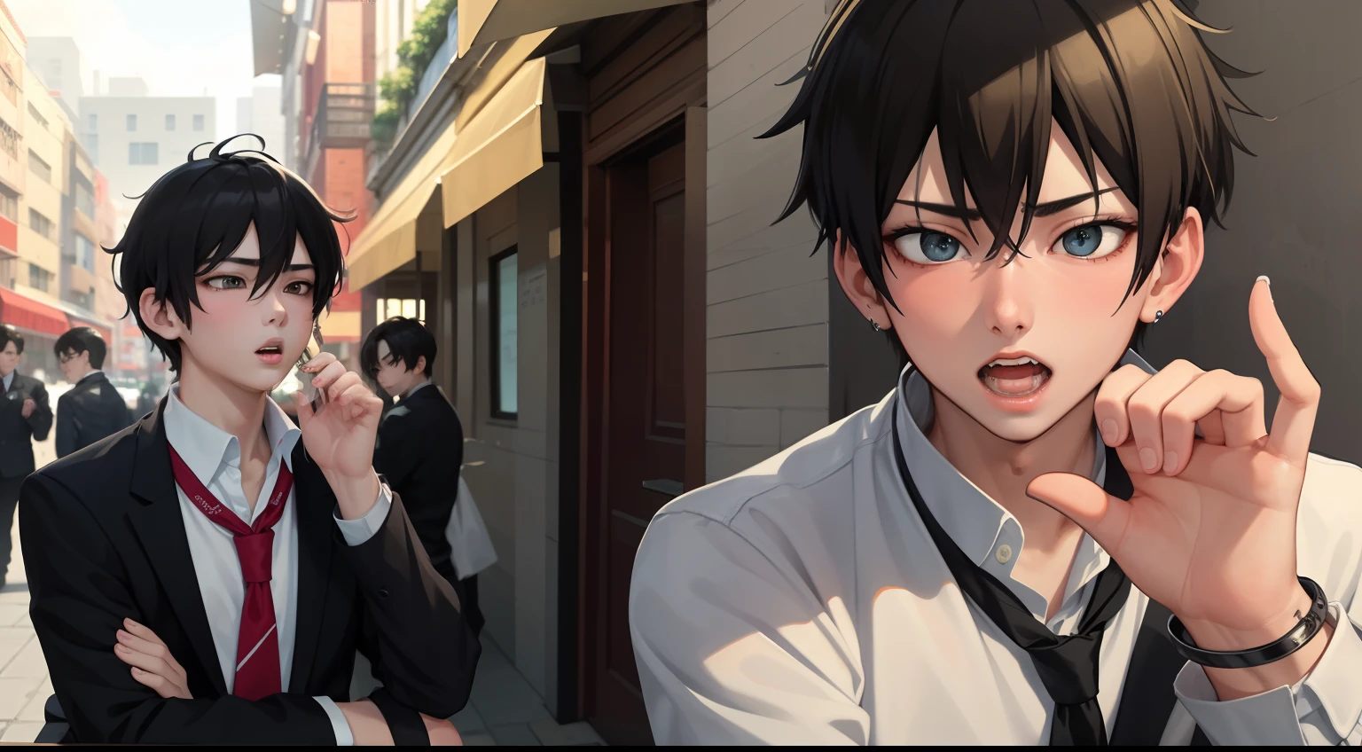 masterpiece, top-quality, hightquality, 2 teenagers,, Male Focus, Boys Love、received、attack、Cuffed