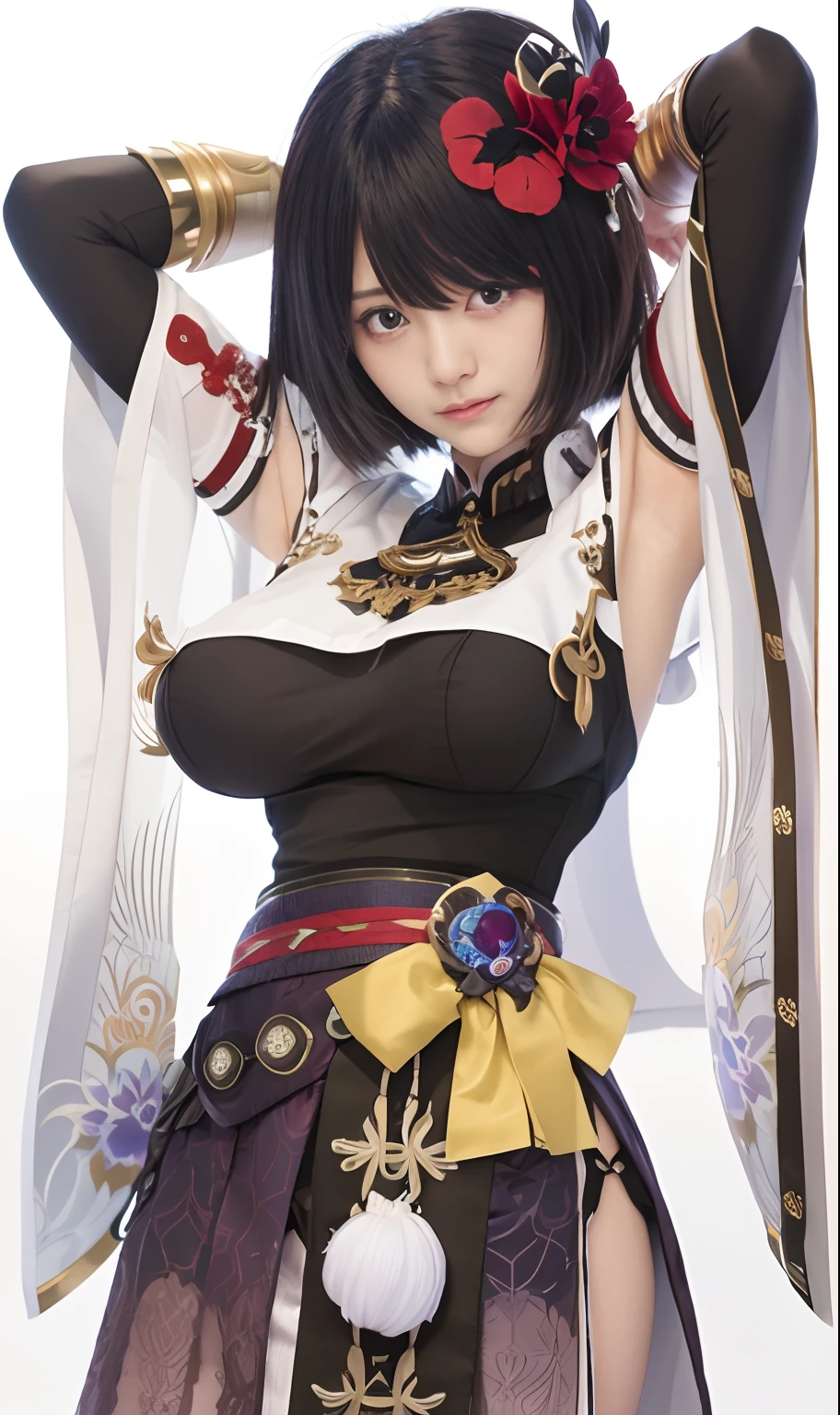 Genshin impact, realistic, high quality, kujou sara,