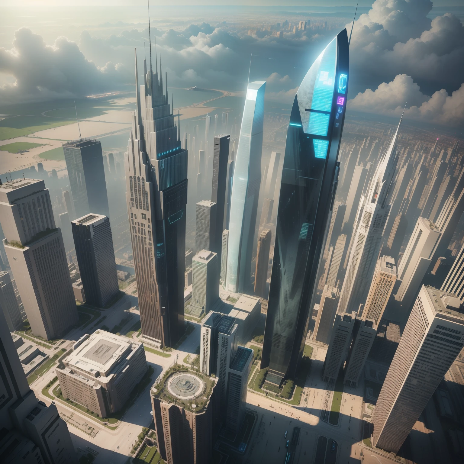 cyberpunked、Futuristic cities、Skyscrapers、Super huge castle、SF Future World、top-quality、masterpiece、超A high resolution、