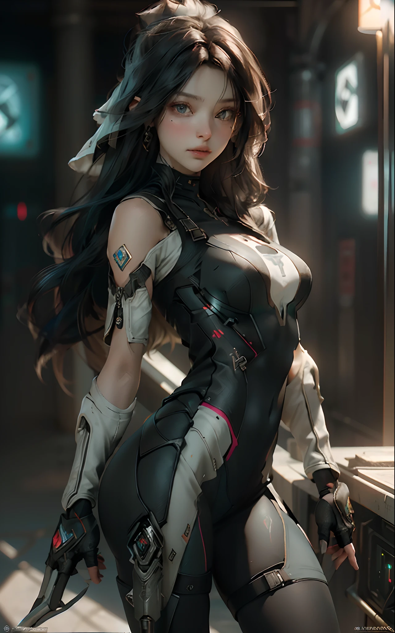 （（best qualtiy））， （tmasterpiece））， （the detail：1.4）， 3D， Beautiful cyberpunk woman image，Exposed clothing，See the breasts， HDR（HighDynamicRange），Ray traching，NVIDIA RTX，Hyper-Resolution，Unreal 5，sub surface scattering，PBR textures，Post-processing，Anisotropic filtering，depth of fields，Maximum clarity and sharpness， Many-Layer Textures， Albedo e mapas Speculares， Surface Coloring， Accurate simulation of light-material interactions， perfectly proportions， rendering by octane， twotonelighting， largeaperture， Low ISO，White balance，trichotomy，8K RAW，（（There are lightsabers）），