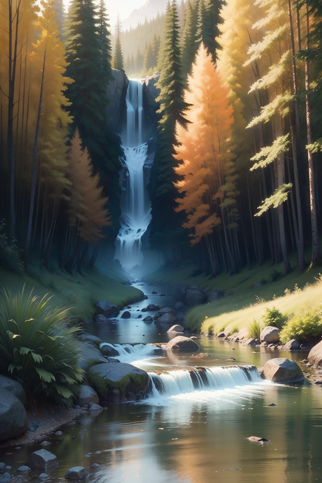 a painting of a river running through a forest, ios app icon, time - lapse, trakovsky greatest scene, by Dave Arredondo, very very very beautiful art, happy accidents, artgram, bob ross as 007, trees swaying to the beat, 1614572159, most blues, very coherent artwork, timelapse