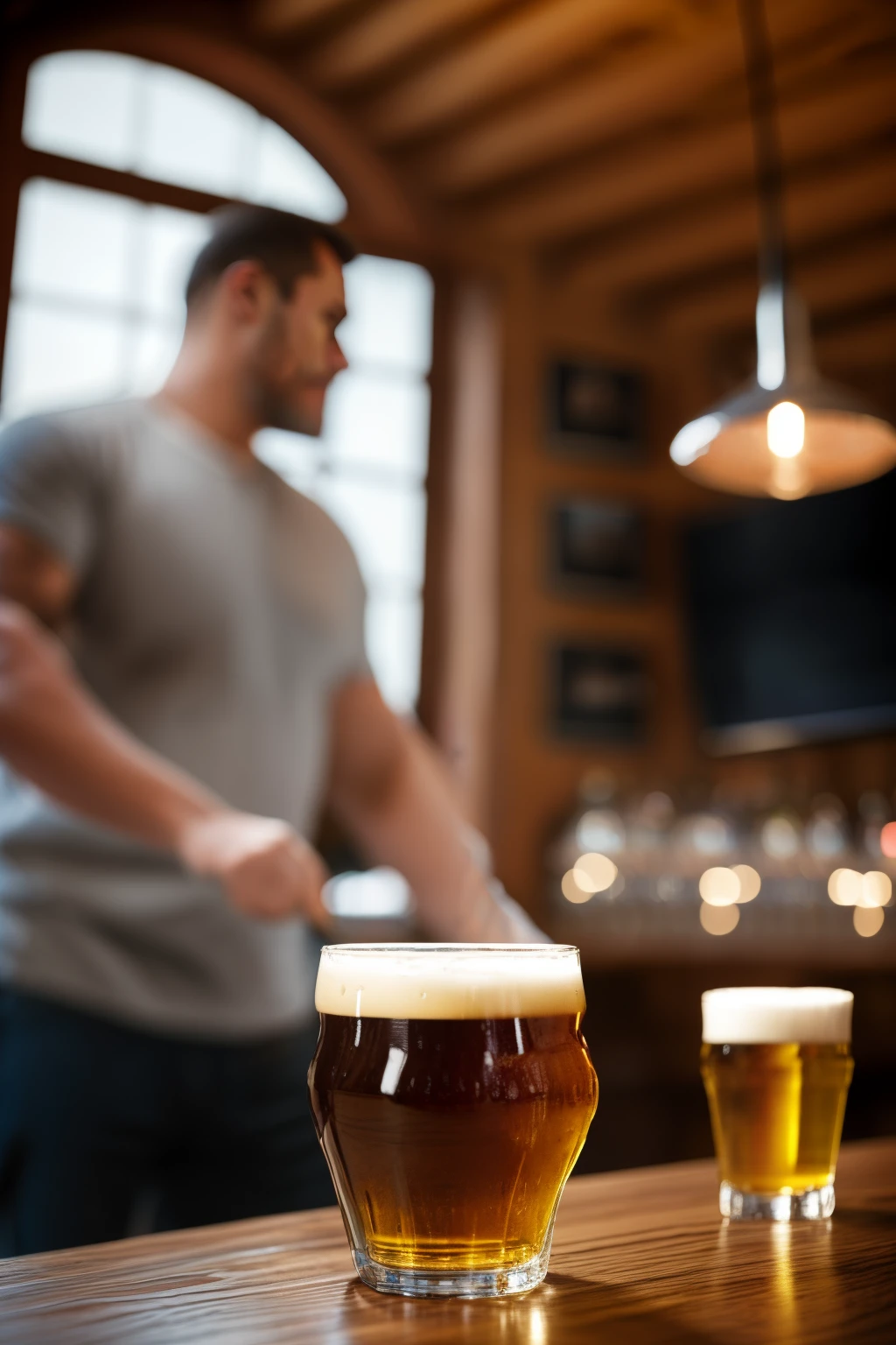 guttonervision8, A studio photograph of a man in an English pub, enjoying a beer at the bar. The image will be created in a hyper-realistic style with a scaling factor of 1.3, enhancing the lifelike qualities. The final output will be fotorrealistic, presented in an 8K Ultra High Definition with a scaling factor of 1.3, ensuring exceptional visual fidelity and sharpness. The artwork will be hiper-detailed, featuring meticulous attention to intricate elements with a scaling factor of 1.2.
The studio photograph will be executed using the Chiaroscuro technique, where the skillful interplay of light and shadow will be employed to create a captivating and immersive composition.