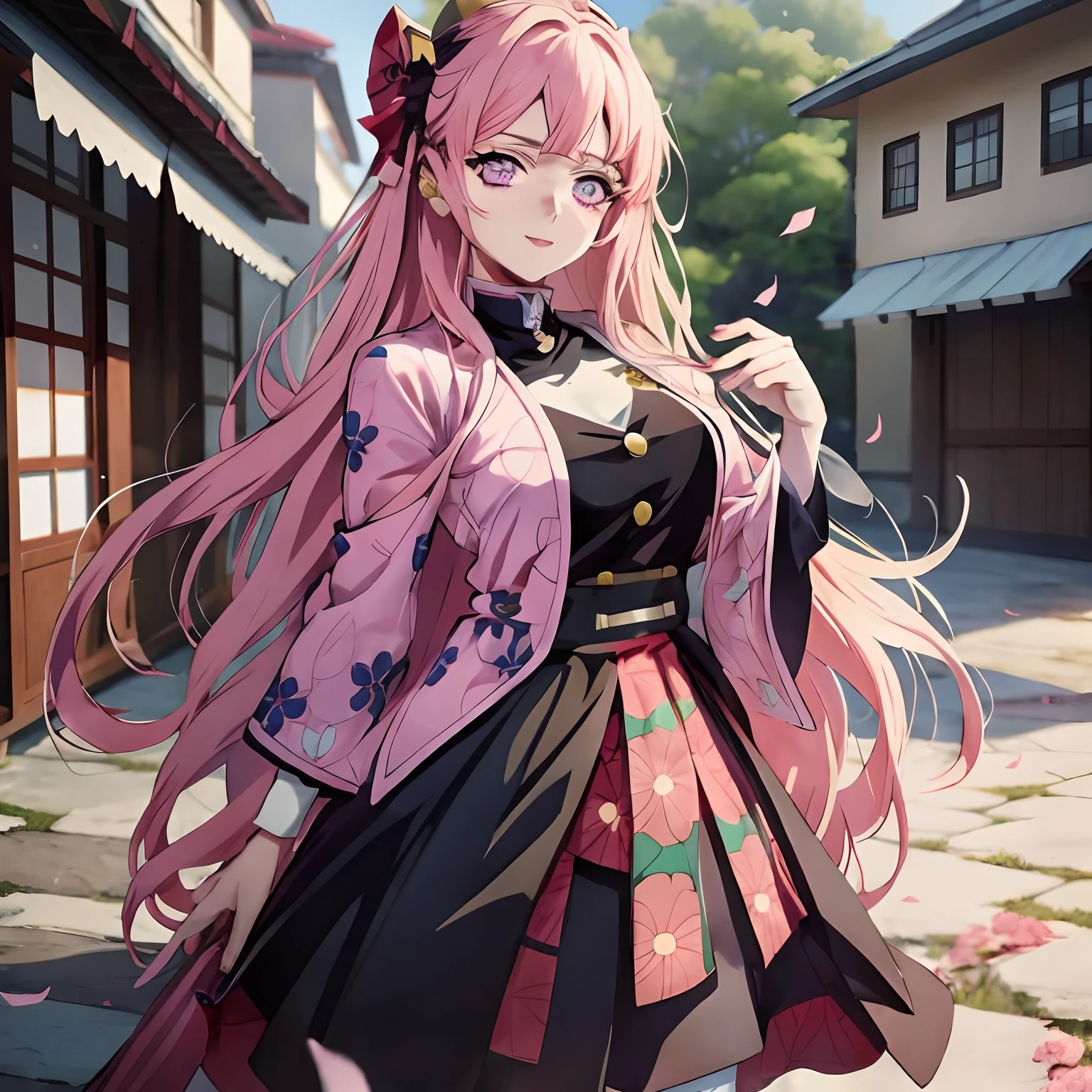 Menina anime com cabelo rosa longo e uma jaqueta rosa, Cute anime waifu in a nice dress, anime moe artstyle, visual anime de uma menina bonito, Menina anime com cabelo longo, Kimetsu no yaiba Fanart, hashira, estilo anime arte anime de alta qualidade, Daki Kimetsu no yaiba , , menina anime jovem, anime estilizado, Menida de Kimetsu no Yaiba