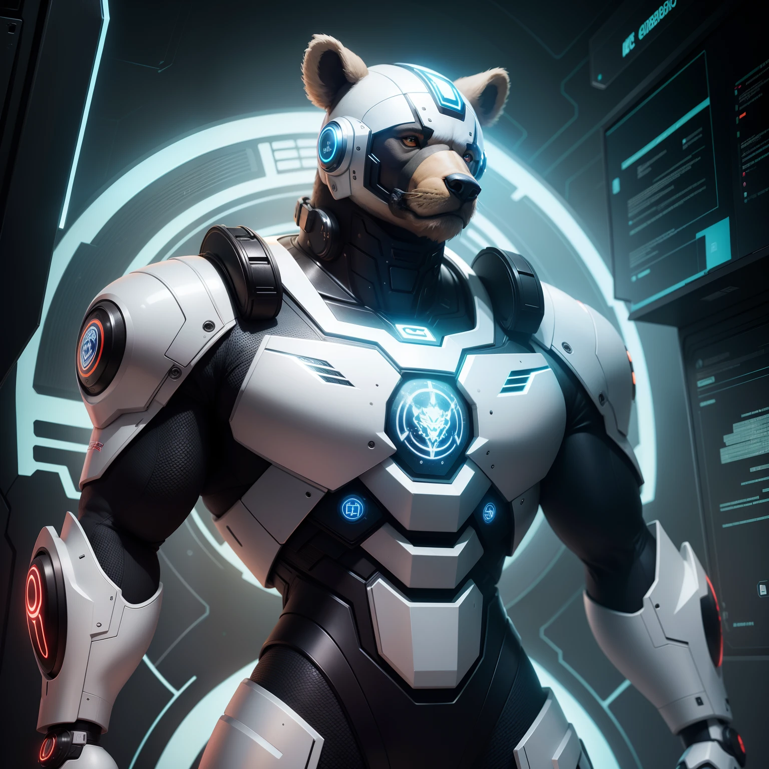 Urso de metalizado (ciborgue), Cybernate, futurista, natureza