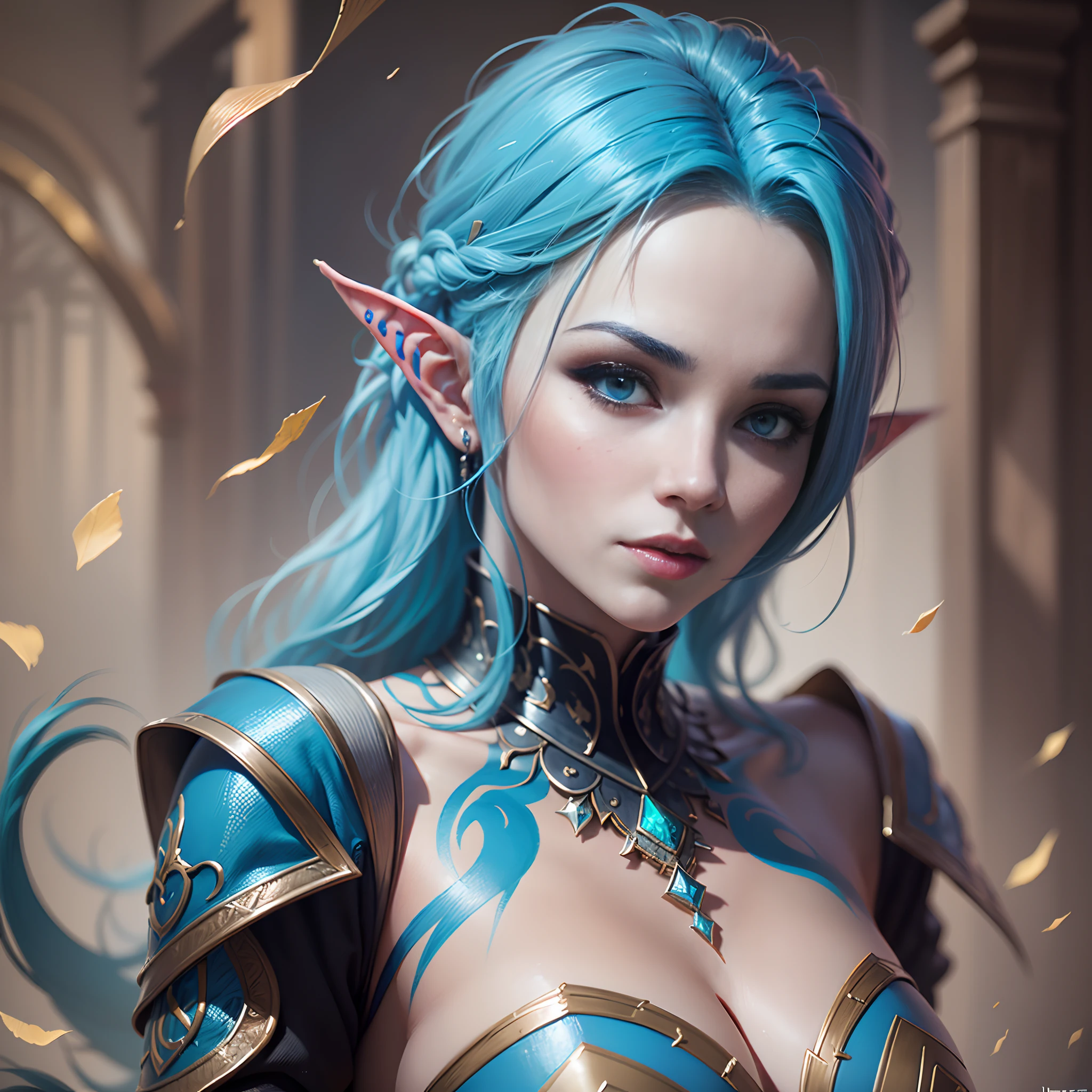 ((there is a digital painting of a woman with blue hair and blue skin)) ((8k)) blue-skinned elf, blue elf, elf with blue skin, character art portrait, portrait, portrait, detailed matte fantasy portrait, a portrait of an blue skinned woman, character portrait, Shapeshifter, ((Pillars of Eternity)), a pale elf, shapeshifter, druid, ((Painted By Loles Romero)), ((Created By Loles Romero)) ((From ArtStation.com)), ((realistic)), ((highly detailed)).