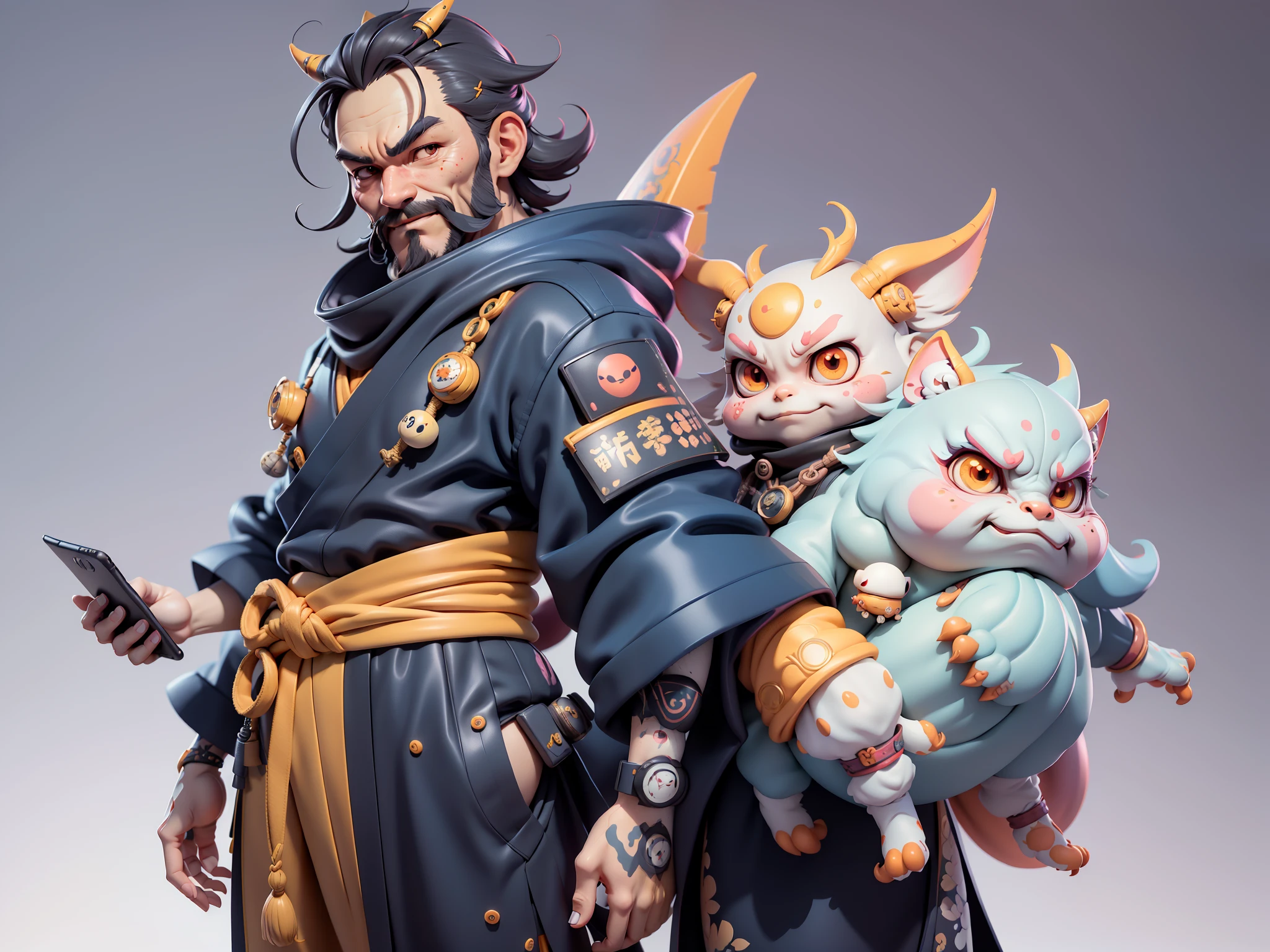 (Daisaku),(Need),(Super meticulous),(full bodyesbian:1.2),Japanese ukiyo-e girl,japanese geisha,Beautiful,Oriental dragon,Aeolian Thor,Raised sexy,爆乳,Oriental face,TV Anchor,Bust portrait illustration,Alone,In black suit,a blue tie,The face is slightly chubby,The face was clean,without a beard,Black super short hair,Black eyes,Smile confidently,3C computer sub-products,iPad, iphone,Digital painting,3D character design by Mark Clairen and Pixar and Hayao Miyazaki and Akira Toriyama,The illustration is a high-definition illustration in 4K resolution,With very detailed facial features and cartoon-style visuals。