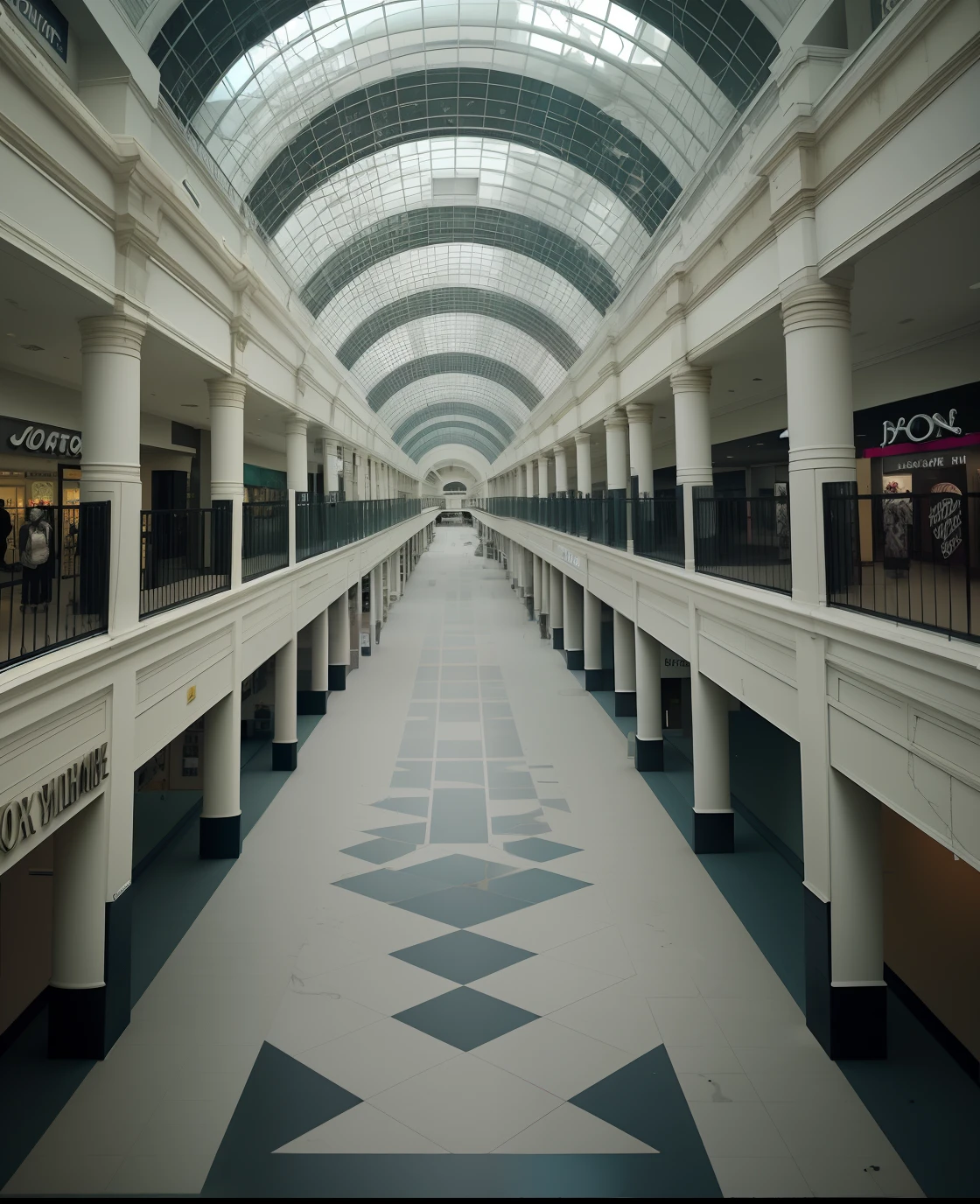 Very old mall, liminal space, creepy, nightmare