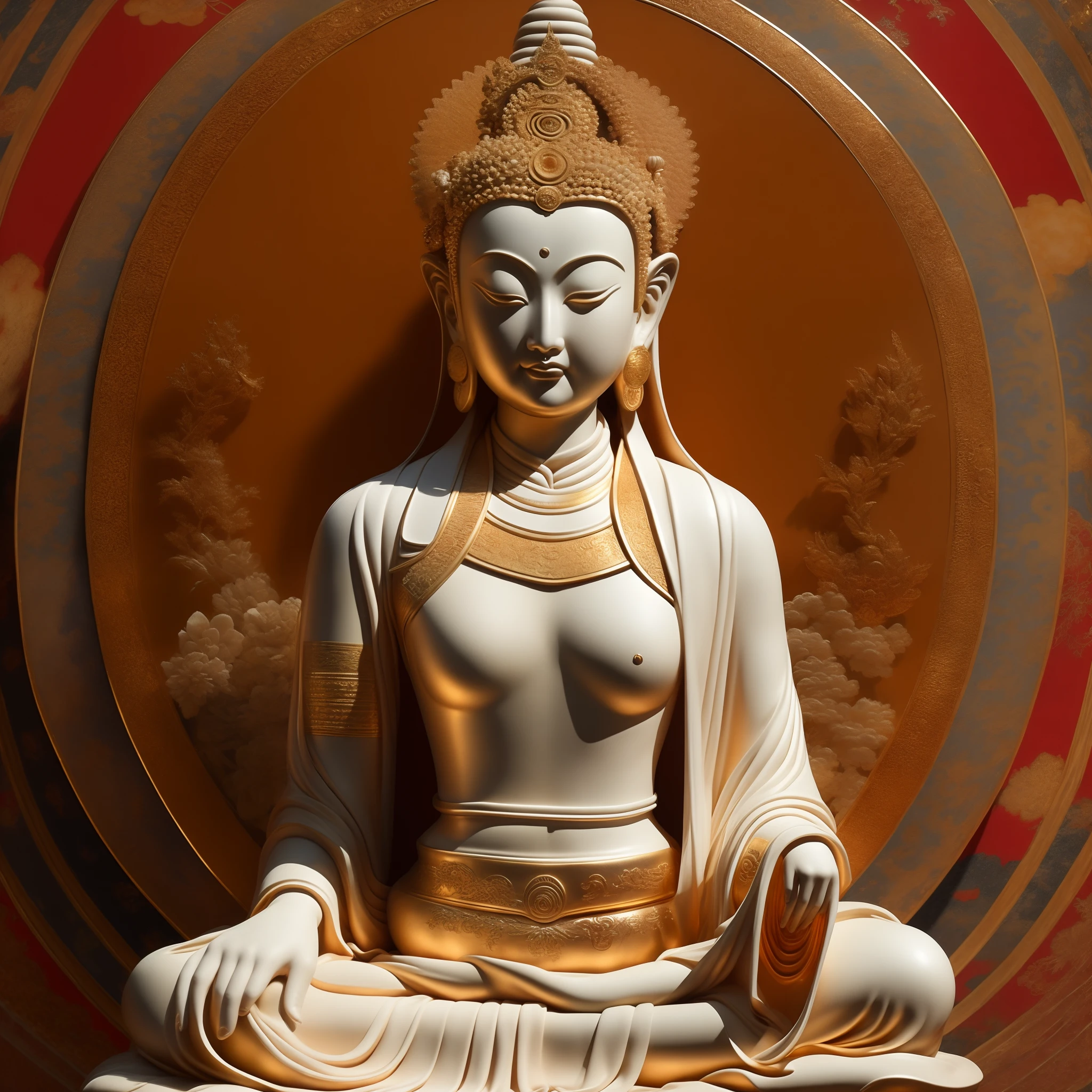 Internet Guanyin Bodhisattva,close-up all over the body,stately。cyber punk perssonage