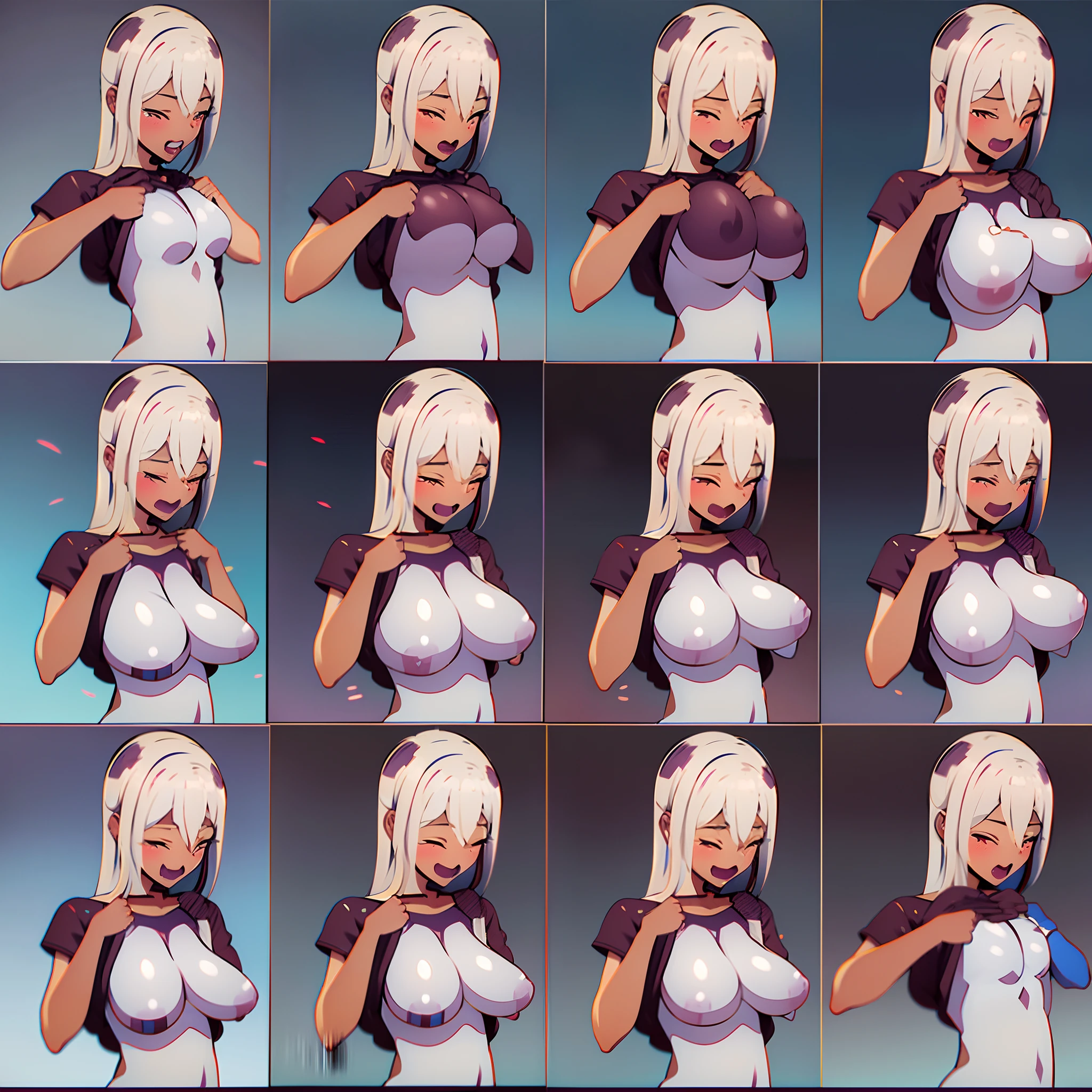 multiple views, front view,perspective, bottom-up angle, 1 anime-style girl, white hair, big breasts (((character design sheet, same character))), ((character concept art)), anime character design, highly detailed character design, maple story character art,((Best quality)), ((masterpiece)), ((highly intricate details)),beautiful, high quality, highres, absurdres, light difussion, intricate details, complex details, ((anime)), (anime:1.2) , (perfect face:1.3),colorful, highest detailed, vibrant colors, high contrast, (8K UHD:1.2), (photorealistic:1.2),(masterpiece:1.4), (best quality:1.4),extremely detailed wallpaper, highly detailed illustrations,(super-complex details) , 4K unified, (super-detailed CG: 1.2) , (8K: 1.2),(original), (masterpiece) , (best quality) , (reality: 1.3) , photorealistic, Octane rendering, (surreal: 1.2) ,((masterpiece:1.4, best quality:1.2)), anime 1girl, with green_eyes, short_hair, anime full body illustration, full body cgsociety, full body, full body illustration, sona is a slim, full body portrait of a short!, loish |, demon girl, black sketch, detailed_hair, detailed_natural_skin, close-up of a cartoon woman with white hair, oppai proportions, seductive anime girl, full body zenkai!, oppai, biomechanical oppai, covered breasts and sfw, anime moe artstyle with big breasts, white skin, very white skin, skin exposition, oppai proportions, different full body view, multiple poses, various poses, different poses, various pose, sprite sheet