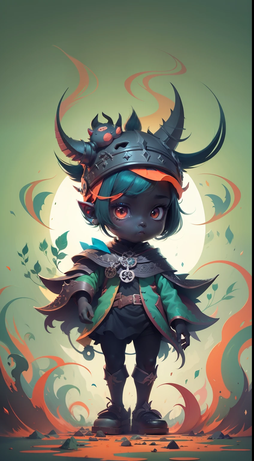 dark fantasy character, children's illustration, minimalistic, cartoon style, colorful, clean white background