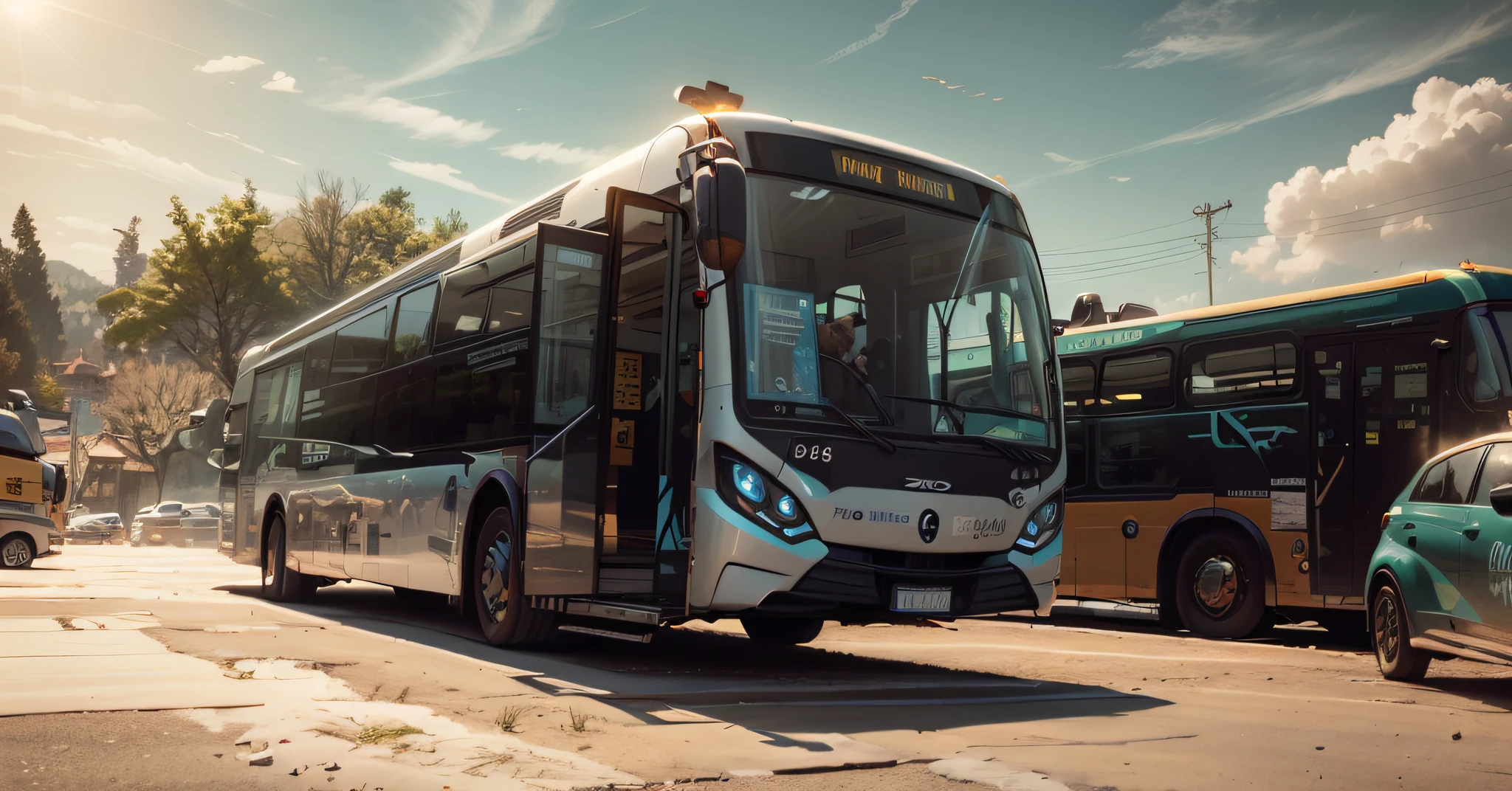 futuristic bus, montanhas de gelo de fundo, frio, freezing, Castelos de gelo, estradas, gelo reflexivo, Post modern, detalhes intrincados, Magnificent, cinemactic, high resolution, 4k,