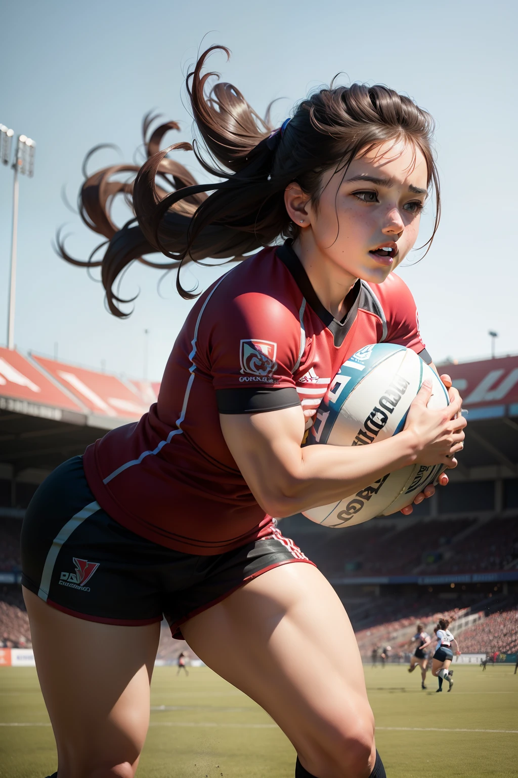Girl playing rugby