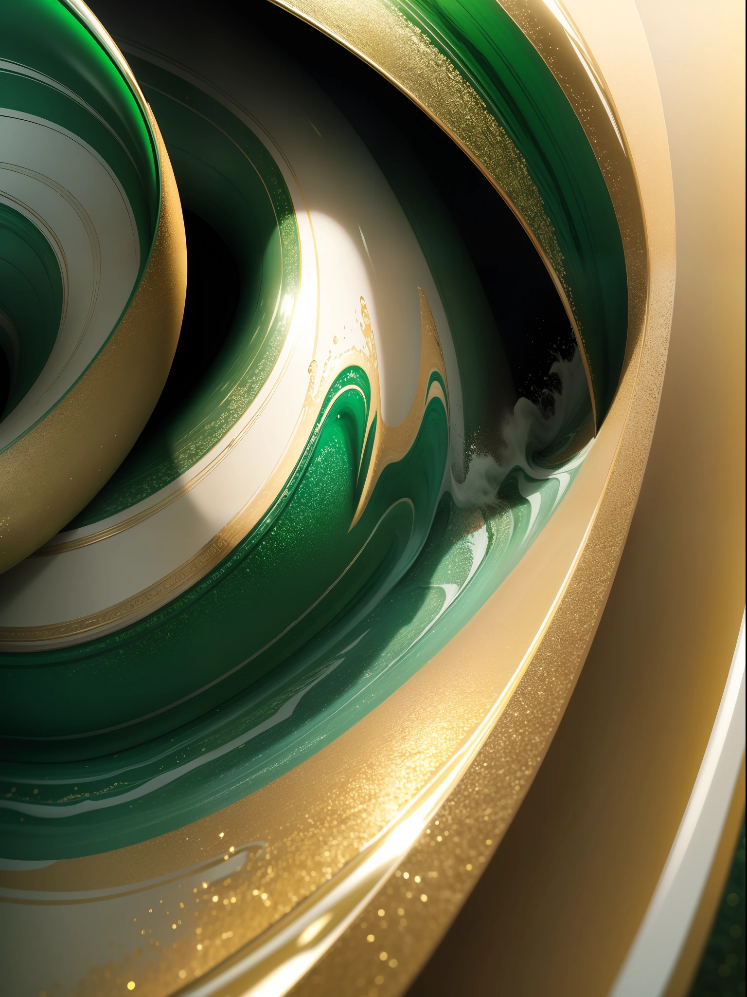 abstrato green white gold glitter wave alcohol