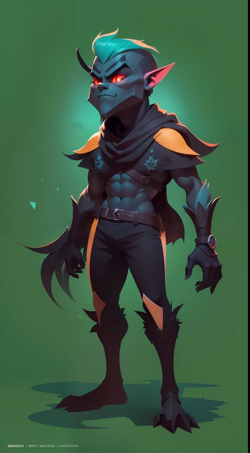 Create a vibrant dark fantasy character in a clean-lined minimalistic cartoon style.