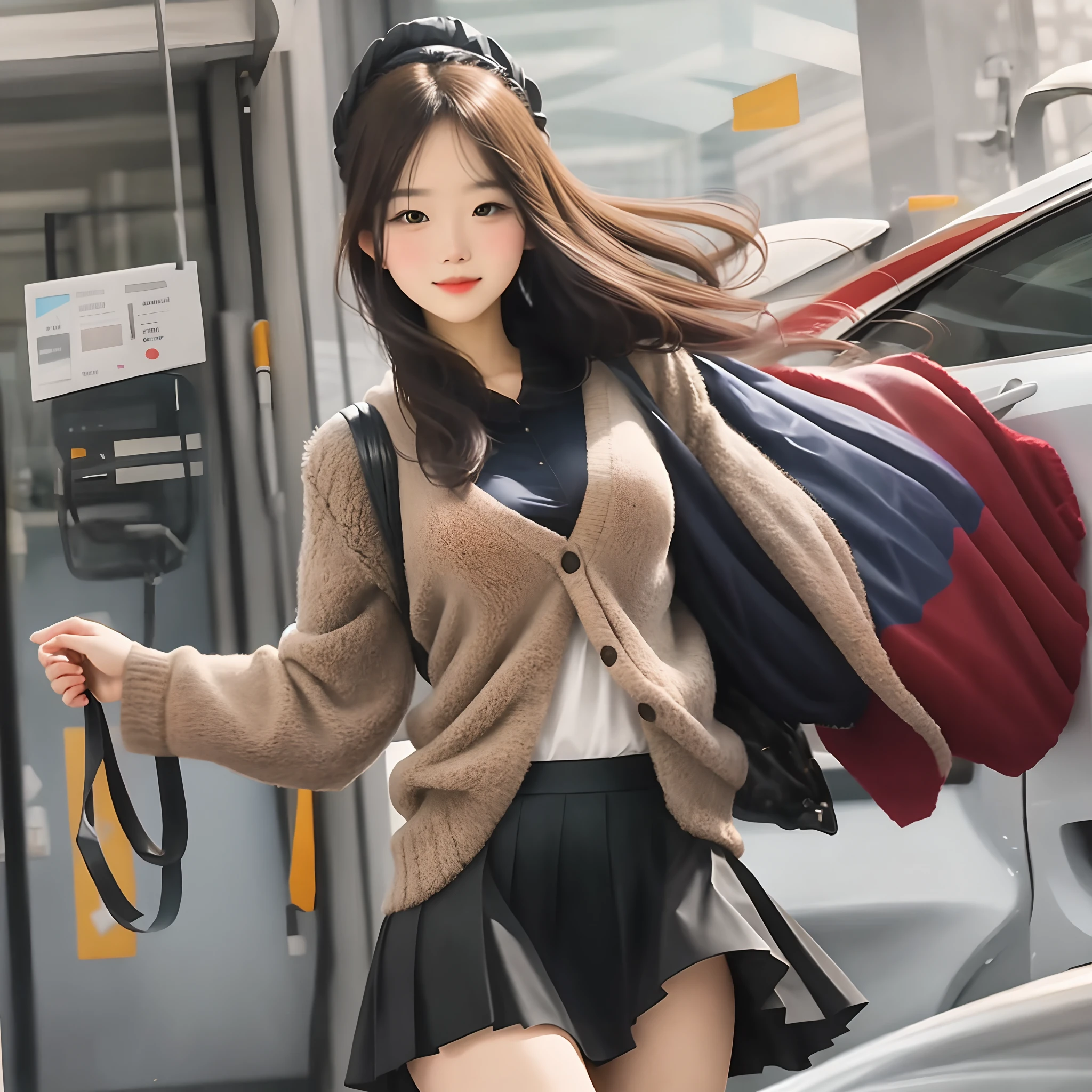 The beauty lifted her skirt