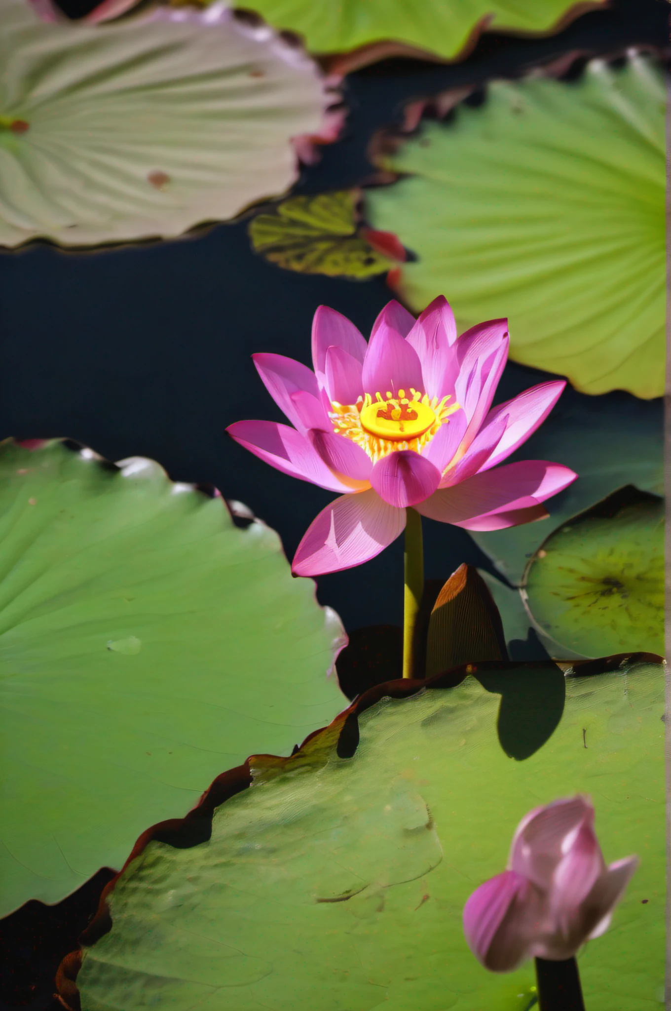 Close-up of a lotus,In the lotus pond,Lotus leaf,
